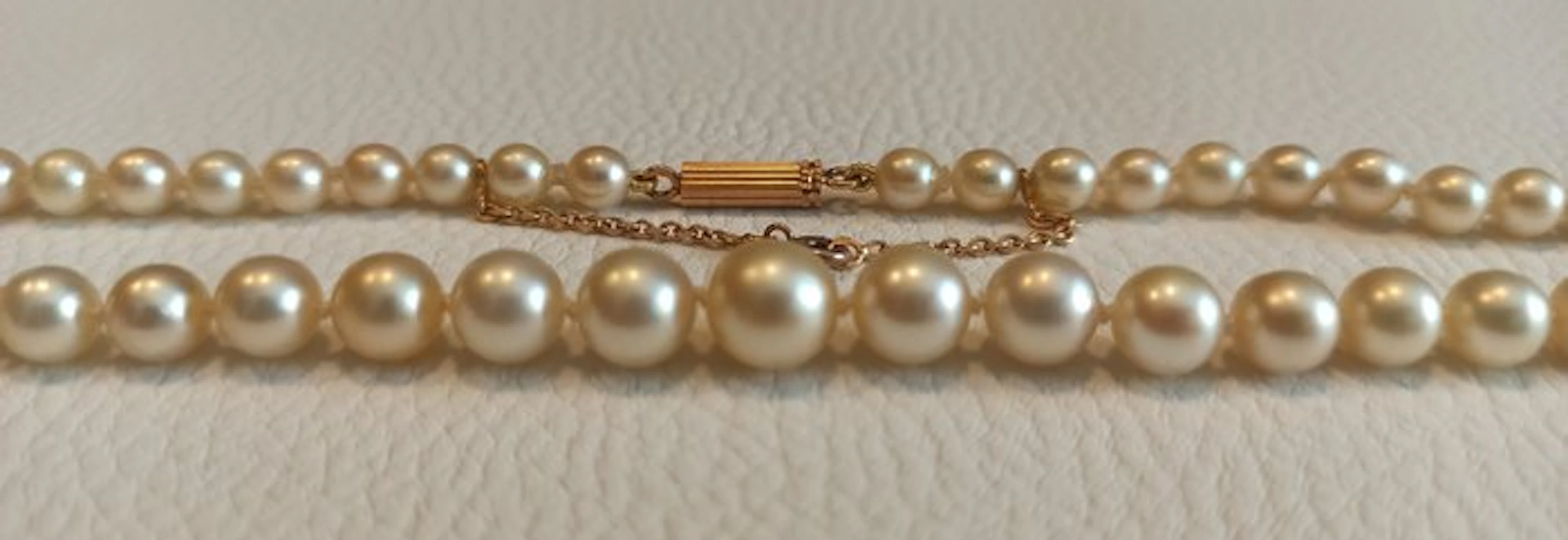 No reserve price - String of beads - 18 kt. Yellow gold Pearl - Akoya pearls