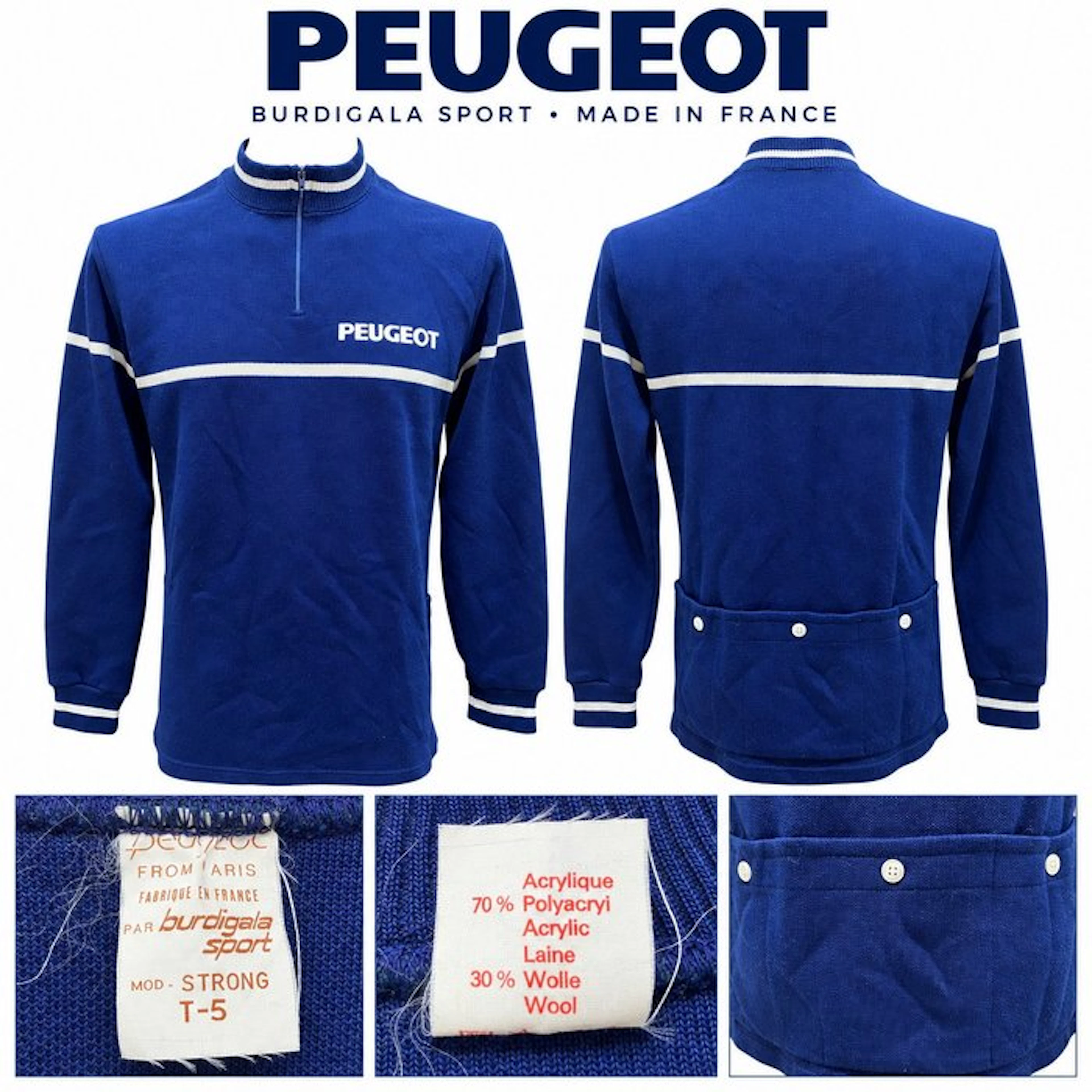 PEUGEOT Vintage – Maglia Ciclismo in Lana Burdigala Sport...