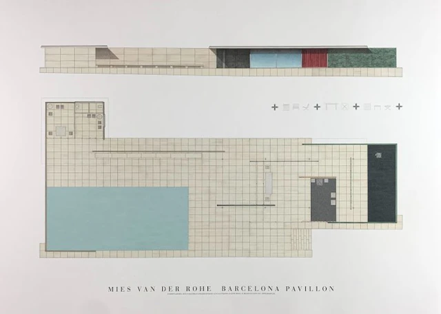 Ludwig Mies van der Rohe - Barcelona Pavillon - Artprint...