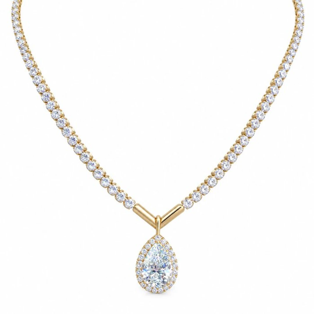 Necklace - 14 kt. Yellow gold - 12.13ct. tw. Diamond (Lab-grown) - Diamond