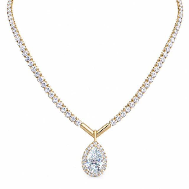Necklace - 14 kt. Yellow gold - 12.13ct. tw. Diamond (Lab-grown) - Diamond