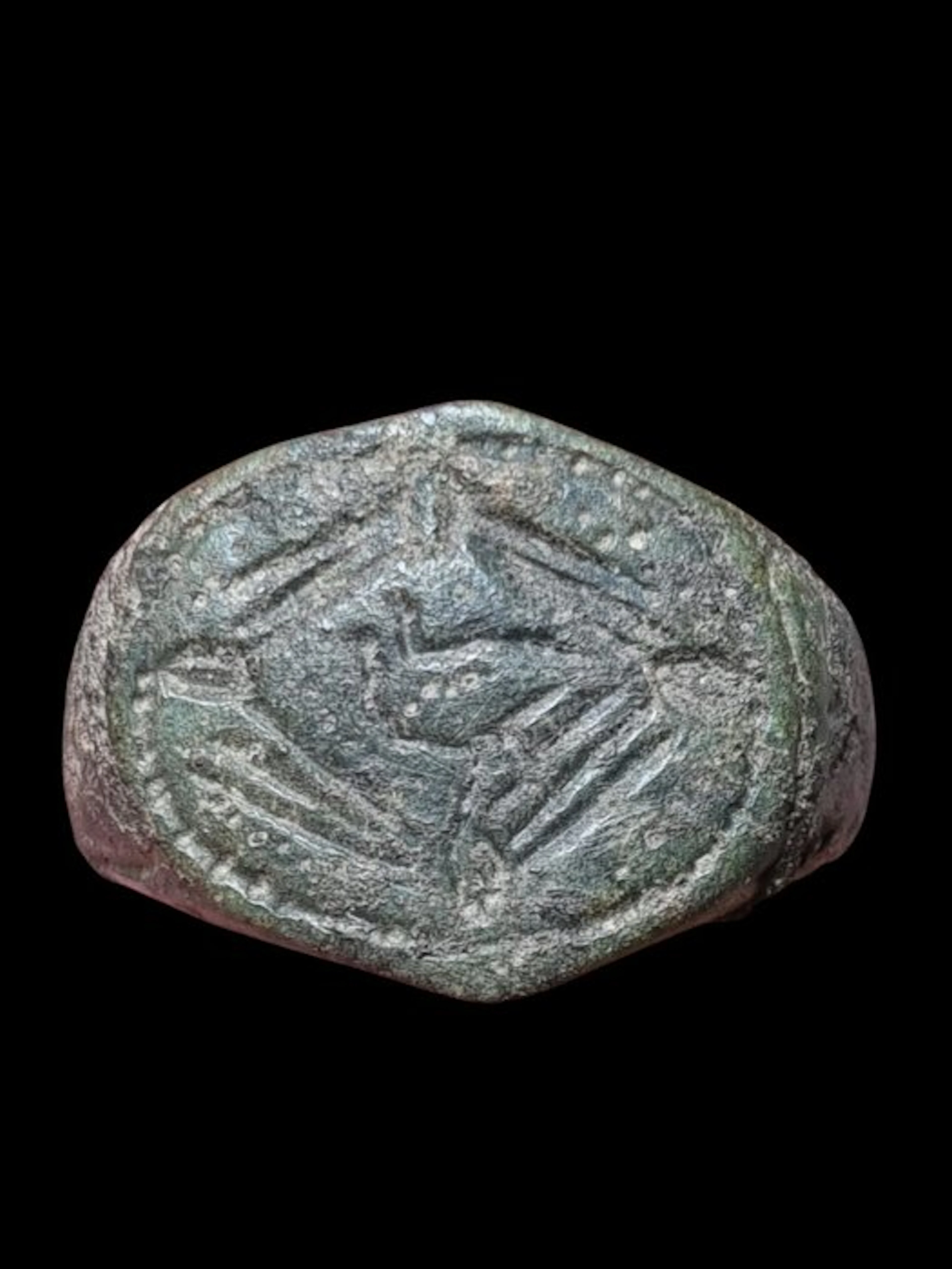 Viking Era Stunning Bronze Twin Peacock Seal Ring (No reserve price)