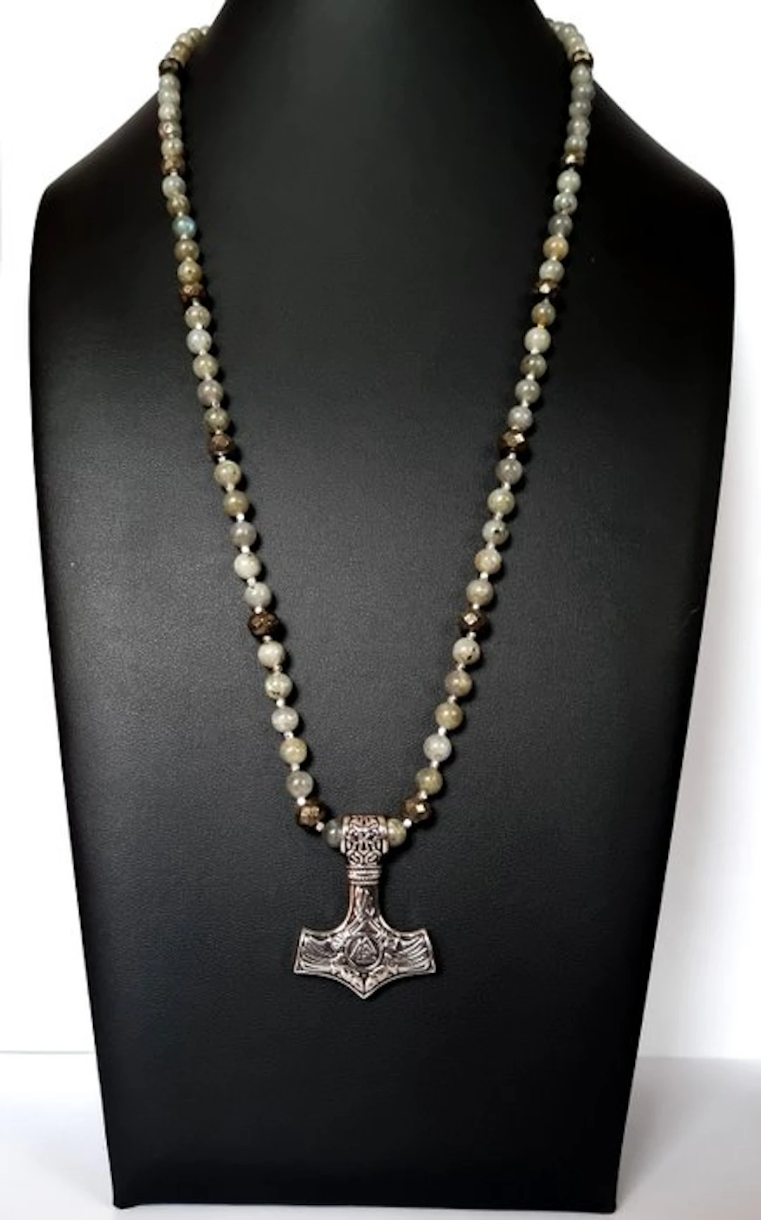 Labradorite & Pyrite – Viking Necklace – Thor's Hammer...
