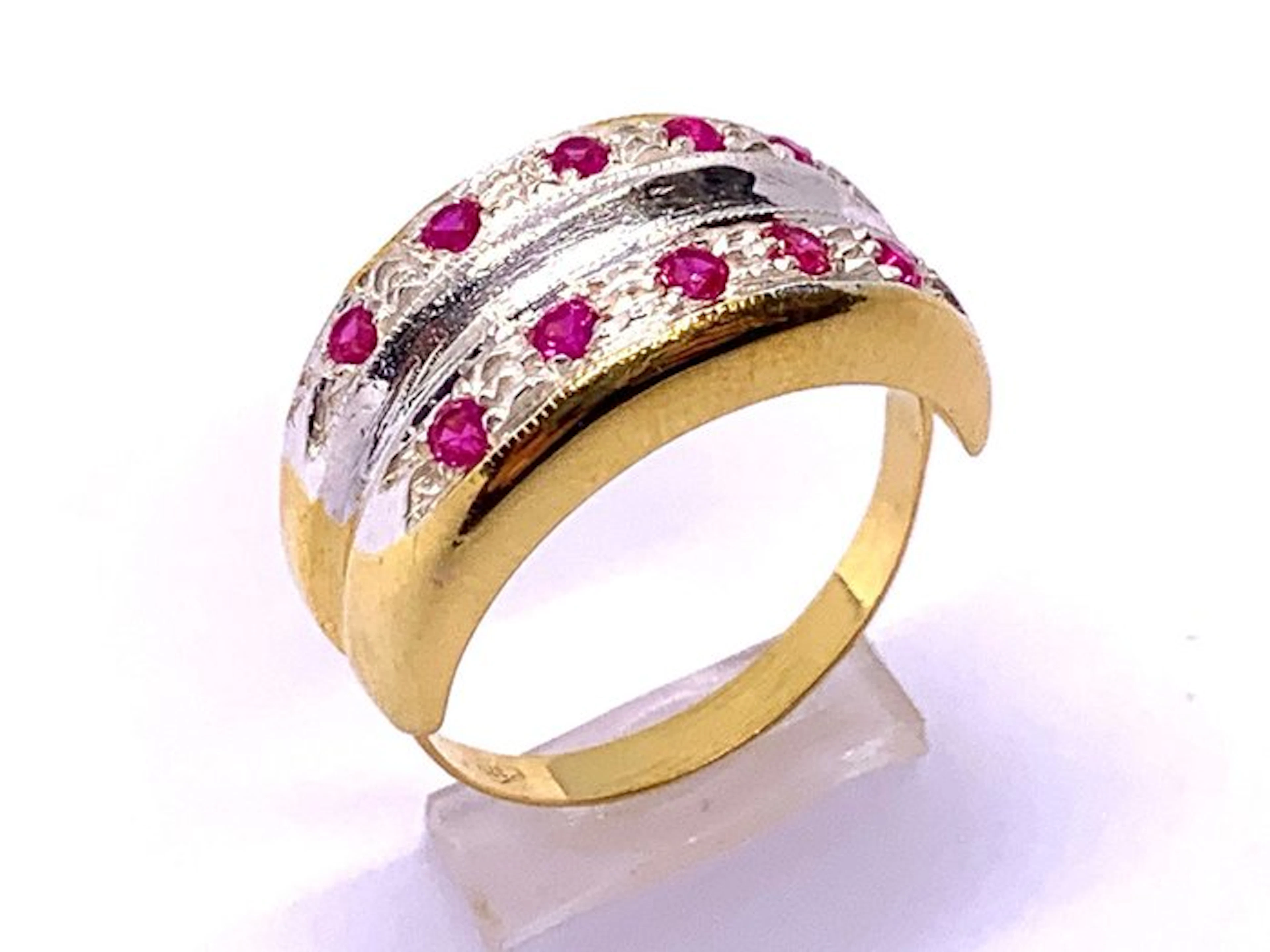 No reserve price - Eternity ring - 9 kt. Yellow gold, Silver Ruby