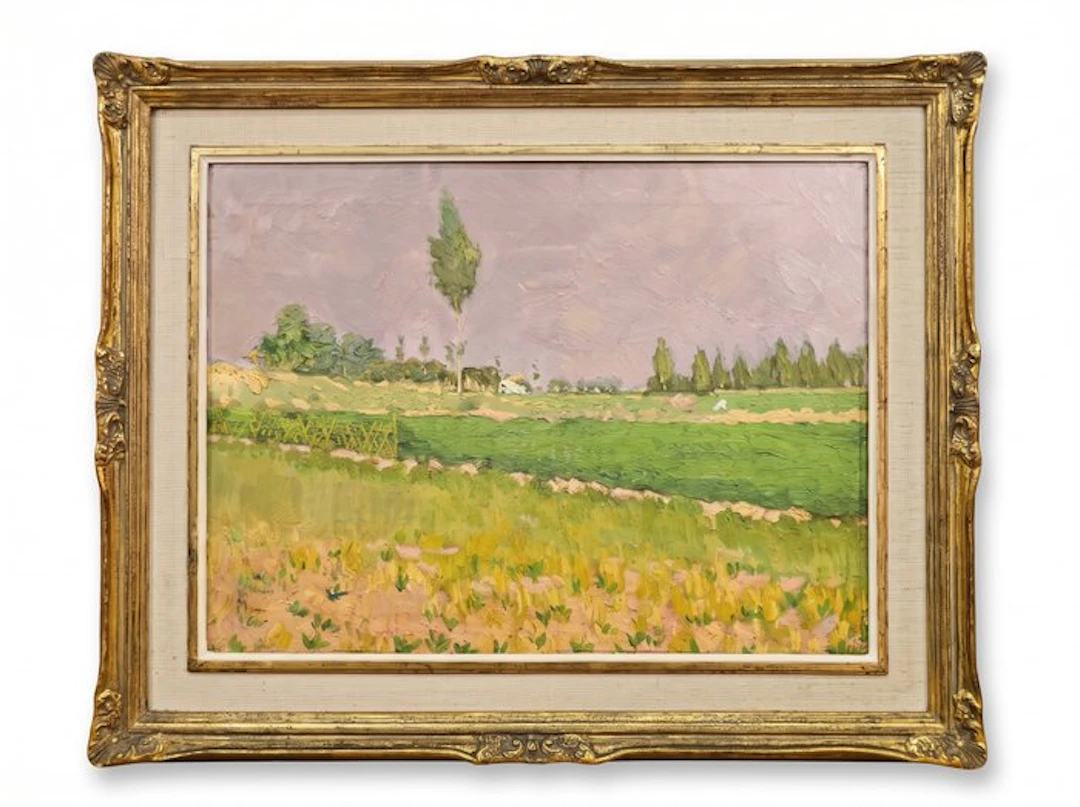 Post-Impressionist School (c.1900) - Rural landscape with mauve sky