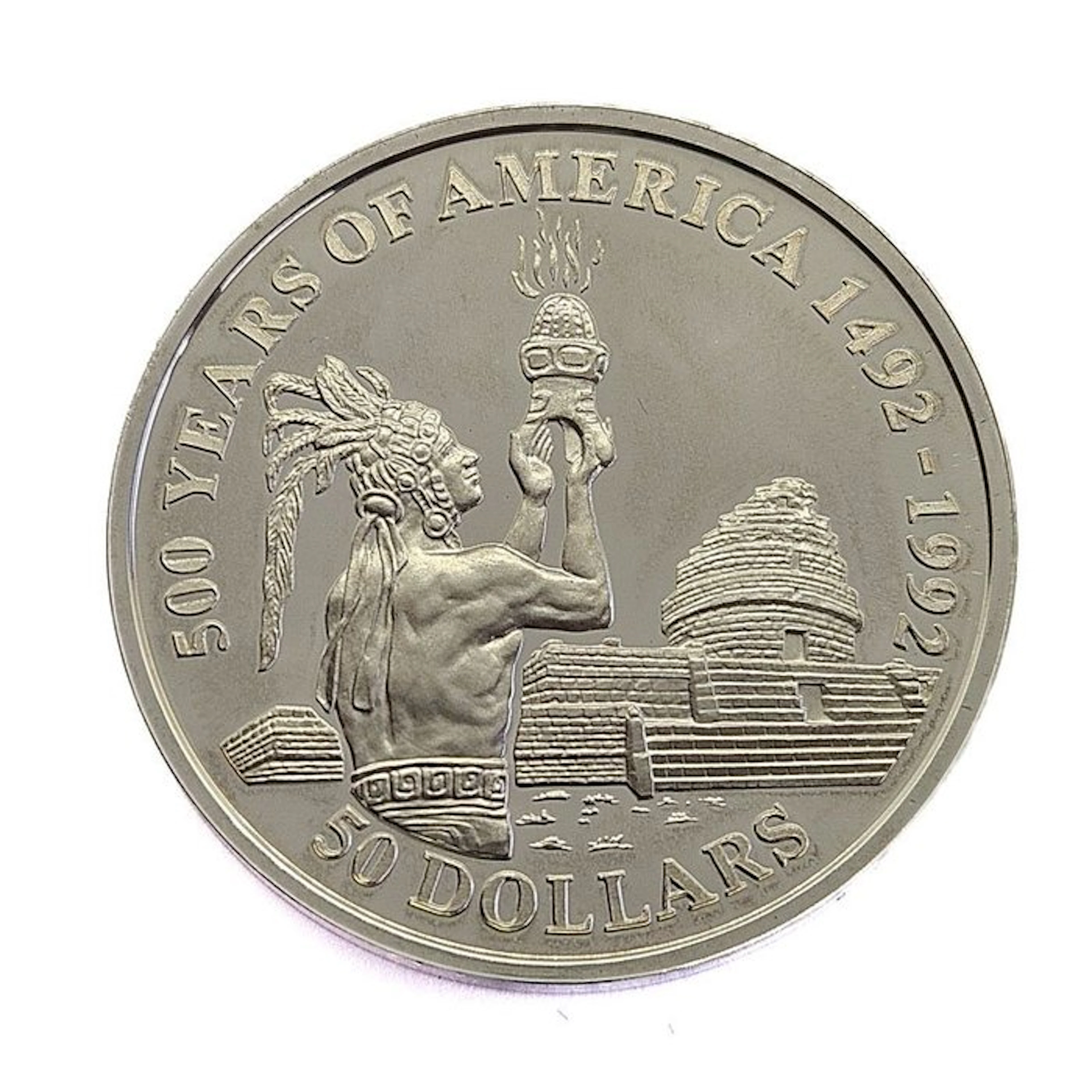 Cook Islands. 50 Dollars 1991 Maya Priest / 500 Years of America Series