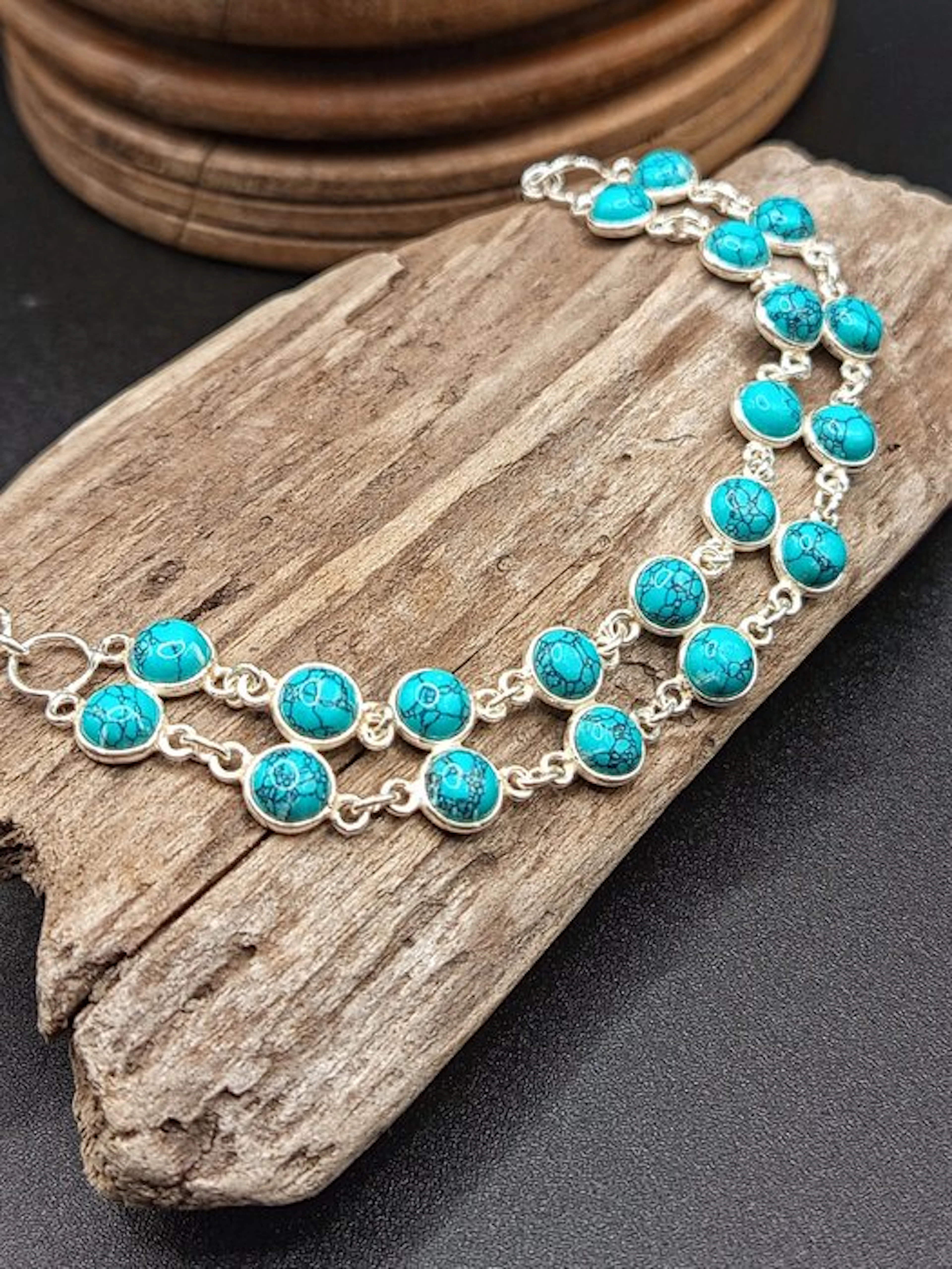 One-of-a-kind double-link bracelet in 925 silver with...