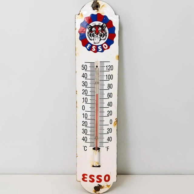 Esso - Thermometer - Enamel - Enamelled advertisement