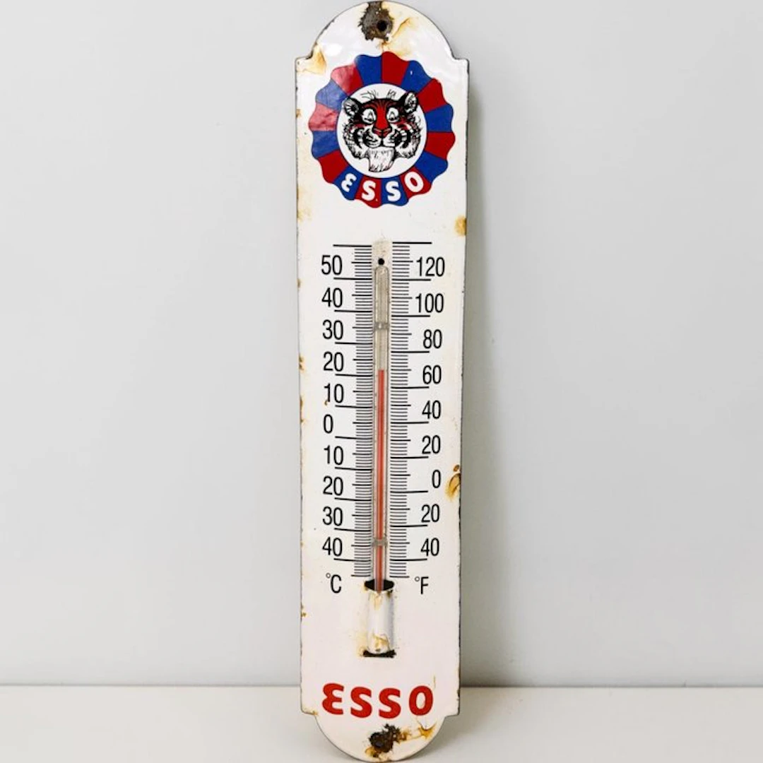 Esso - Thermometer - Enamel - Enamelled advertisement