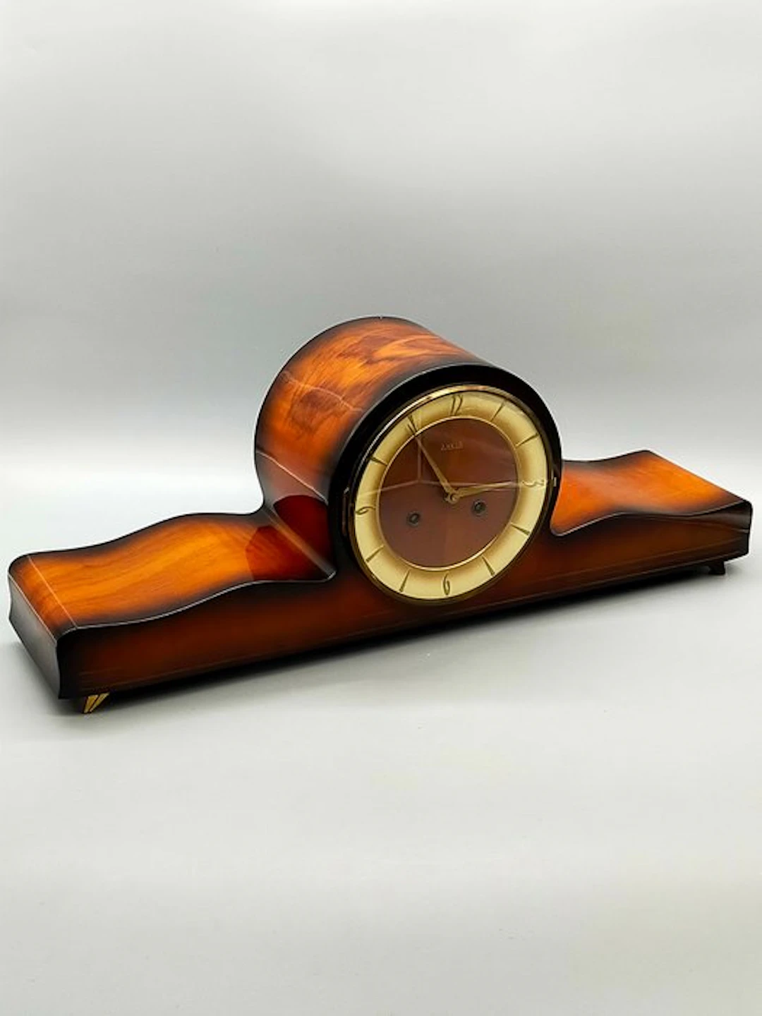 Clock - Art Deco Wood, Brass, Glass - 1950-1960 - Anker mantel clock –