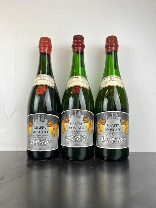 Luigi Bosso - Grappa di Moscato 1971 + 1972 - 75cl - 3 bottles