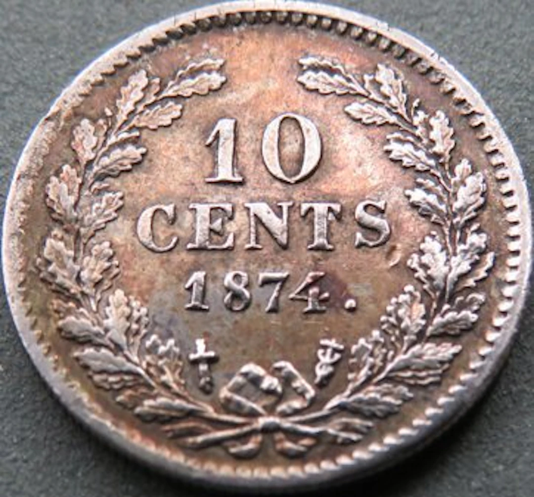 Netherlands. Willem III. 10 Cents 1874(klaverblad) (No reserve price)