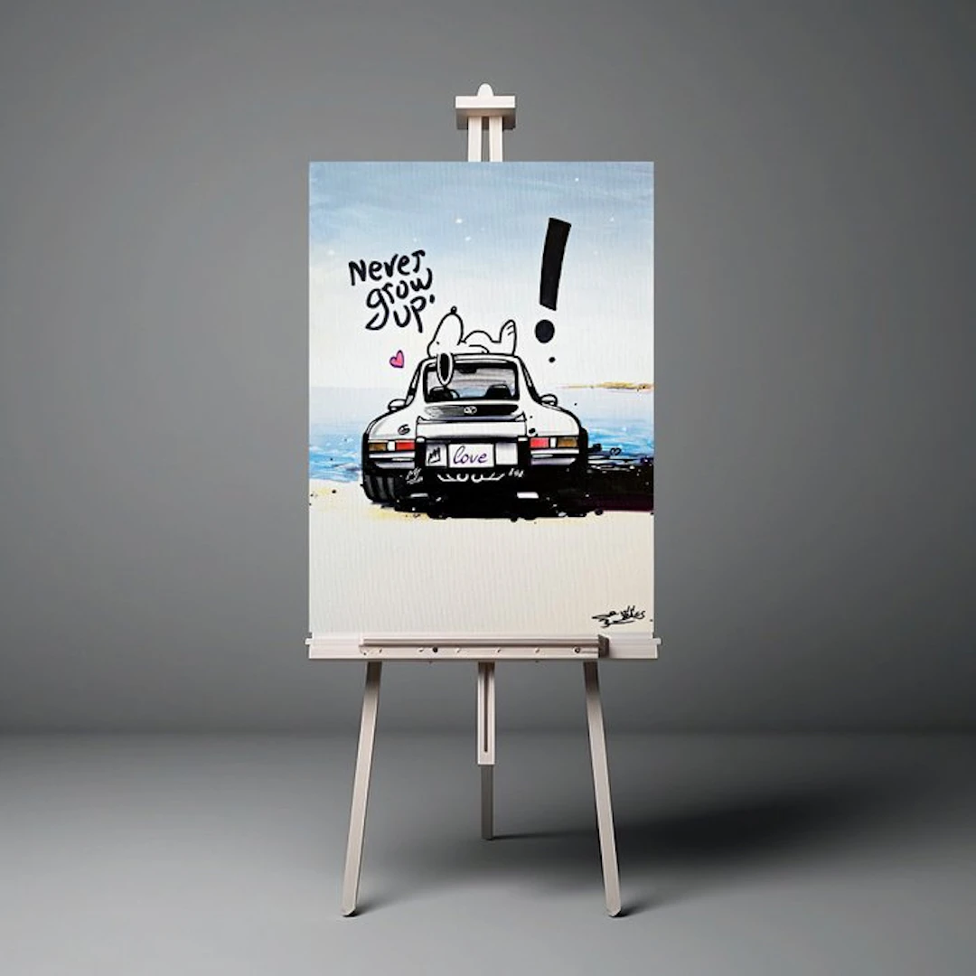 Original Painting - Porsche - Porsche 911 - Snoopy Pop Art - Baes Gerald - 2016