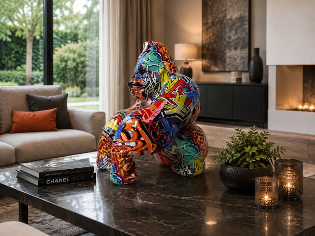 Statue, street Art monkey - 32 cm - polyresin