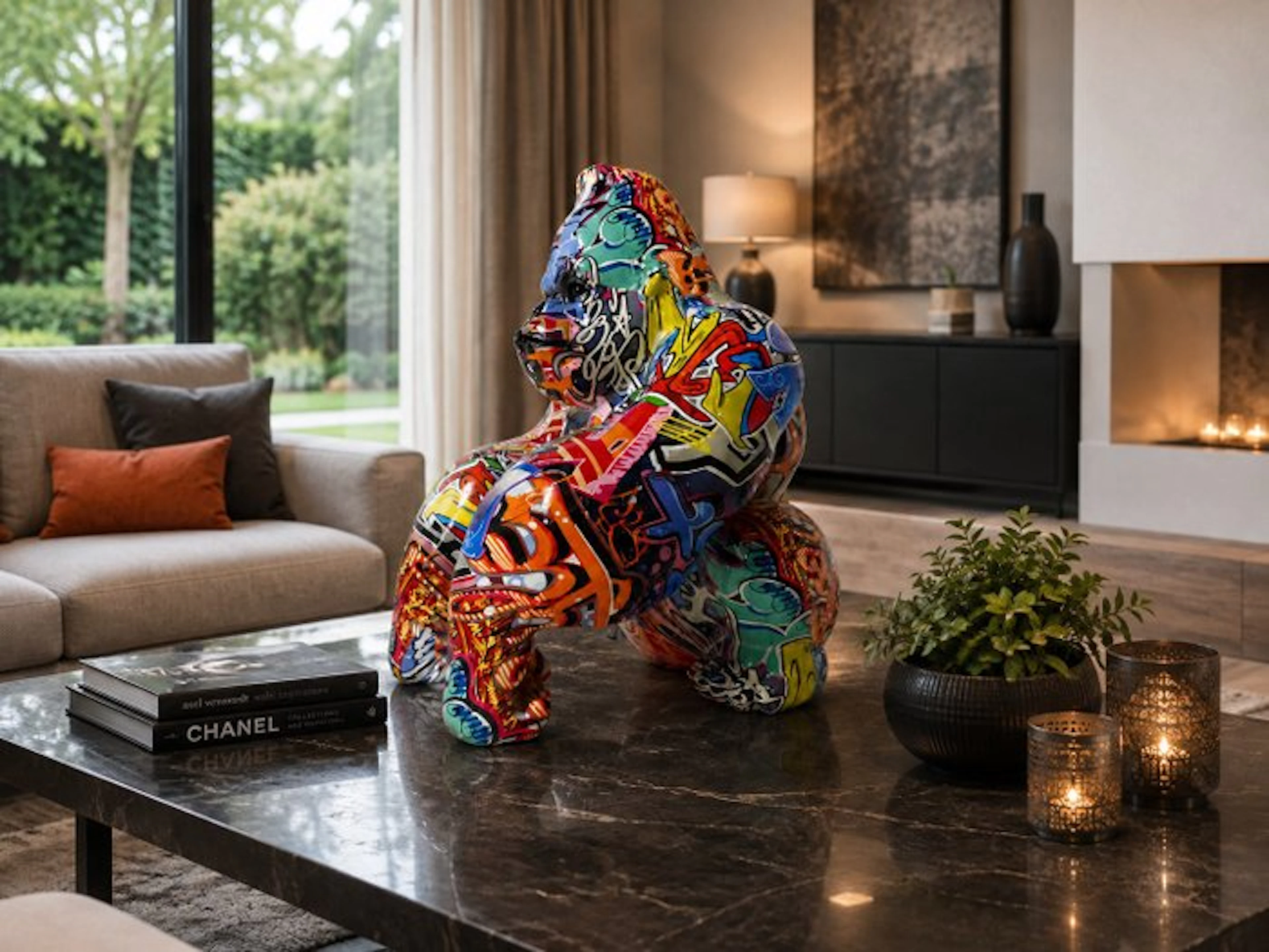 Statue, street Art monkey - 32 cm - polyresin