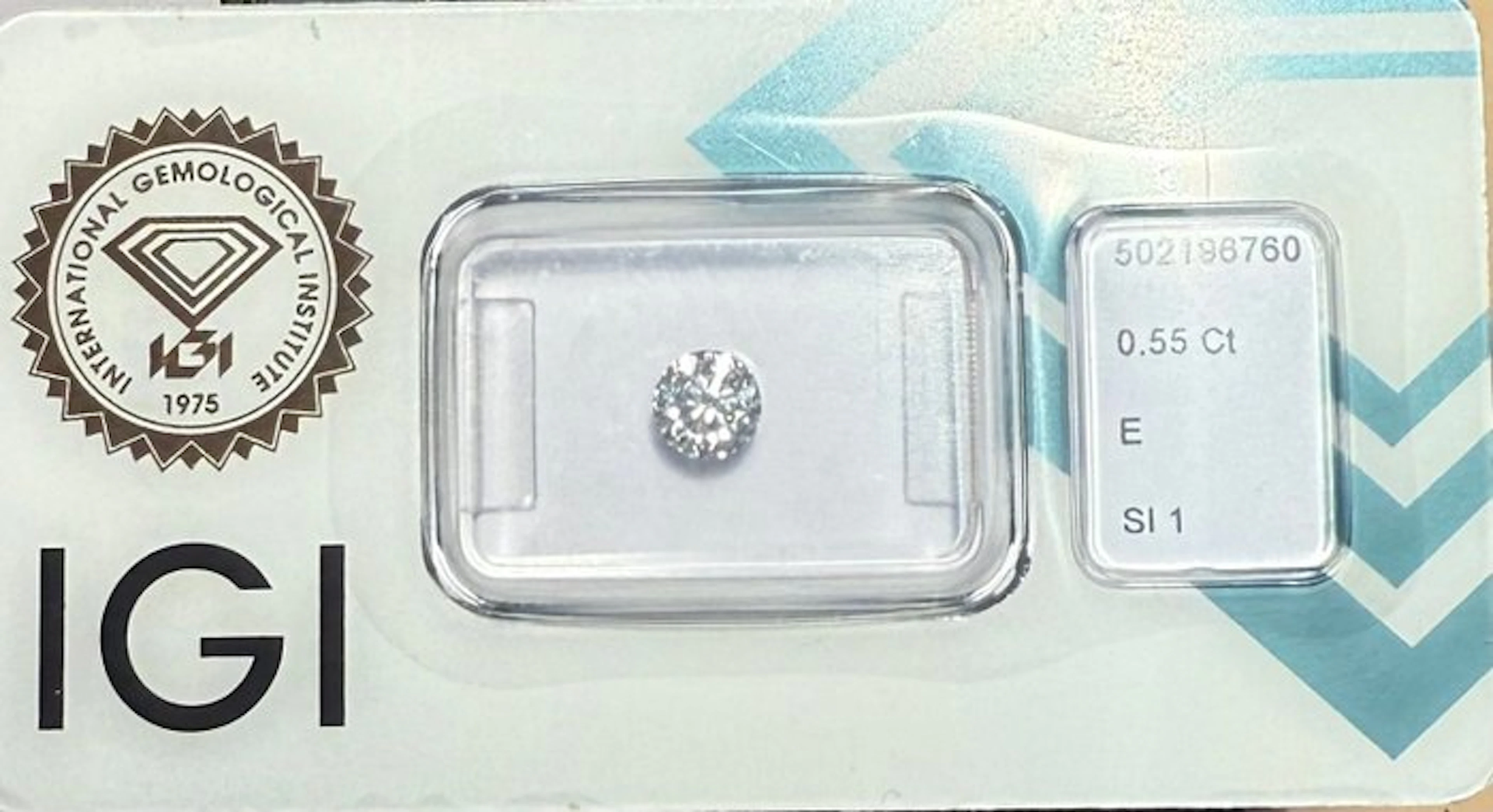 1 pcs Diamond (Natural) - 0.55 ct - Round - E - SI1...