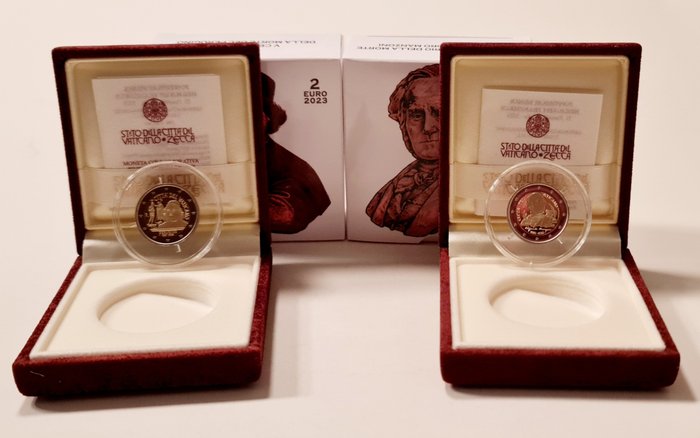Vatican. 2 Euro 2023 "Perugino" + "Manzoni" (2 coins) Proof (No reserve price)