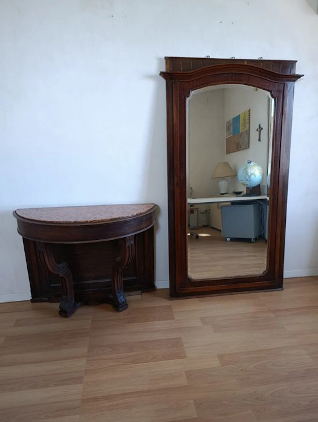 Console table (2) - Wood - with upper mirror