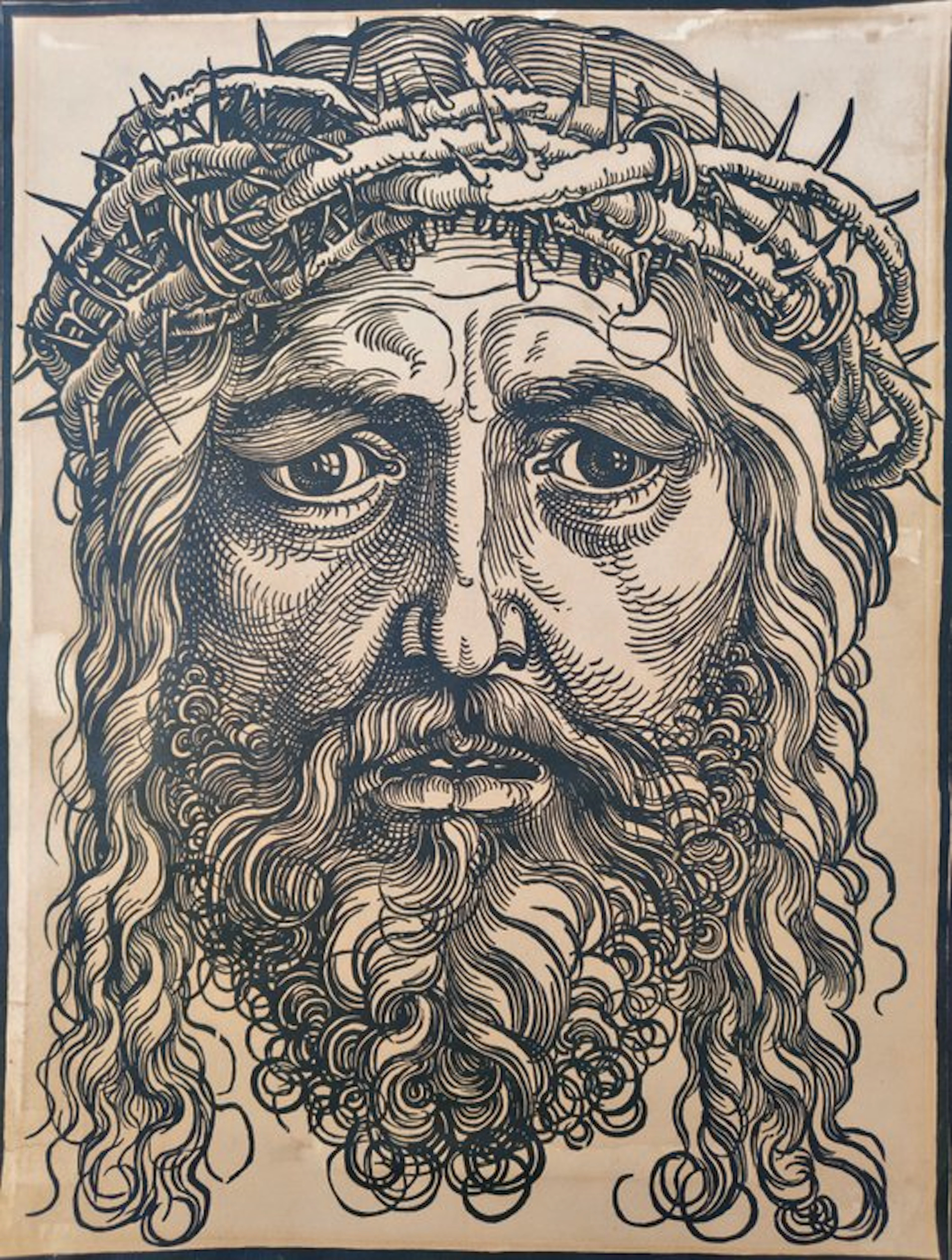 Hans Sebald Beham (1500-1550) - Testa di Cristo Coronata di Spine