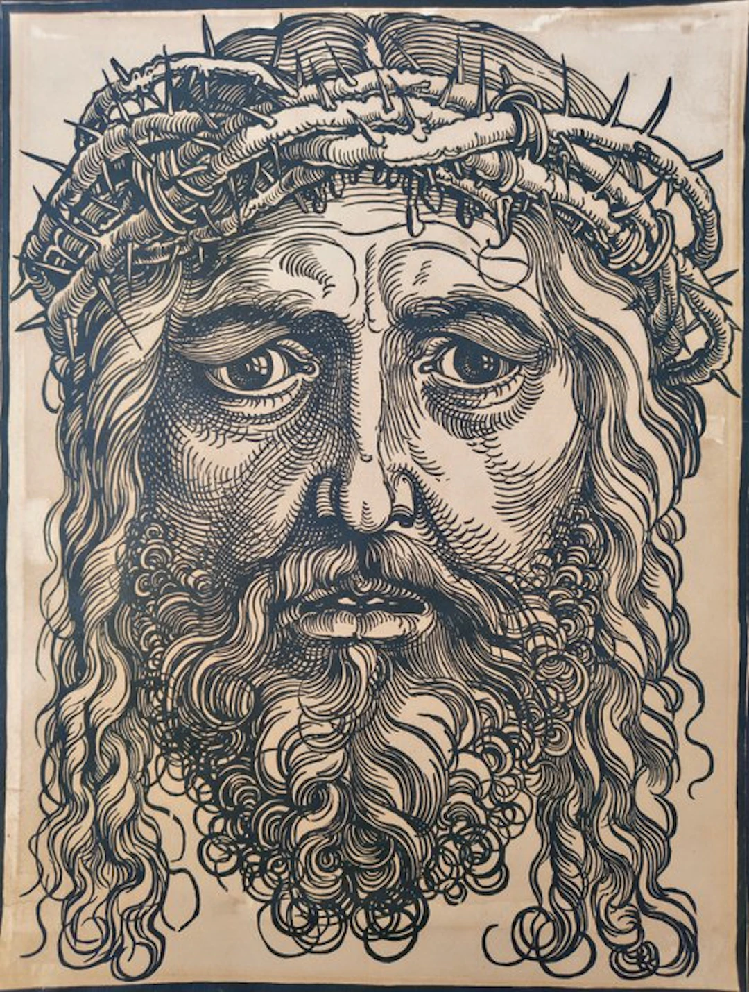 Hans Sebald Beham (1500-1550) - Testa di Cristo Coronata di Spine