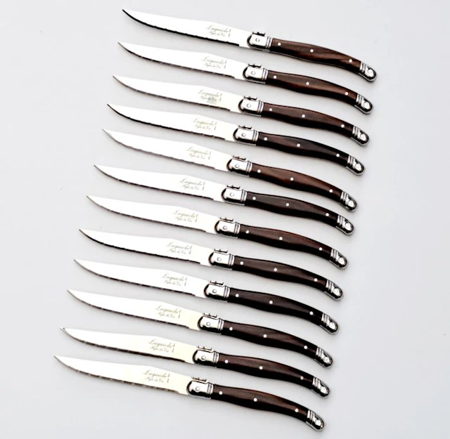 Laguiole - 12x Steak knives - Dark Brown - incl
