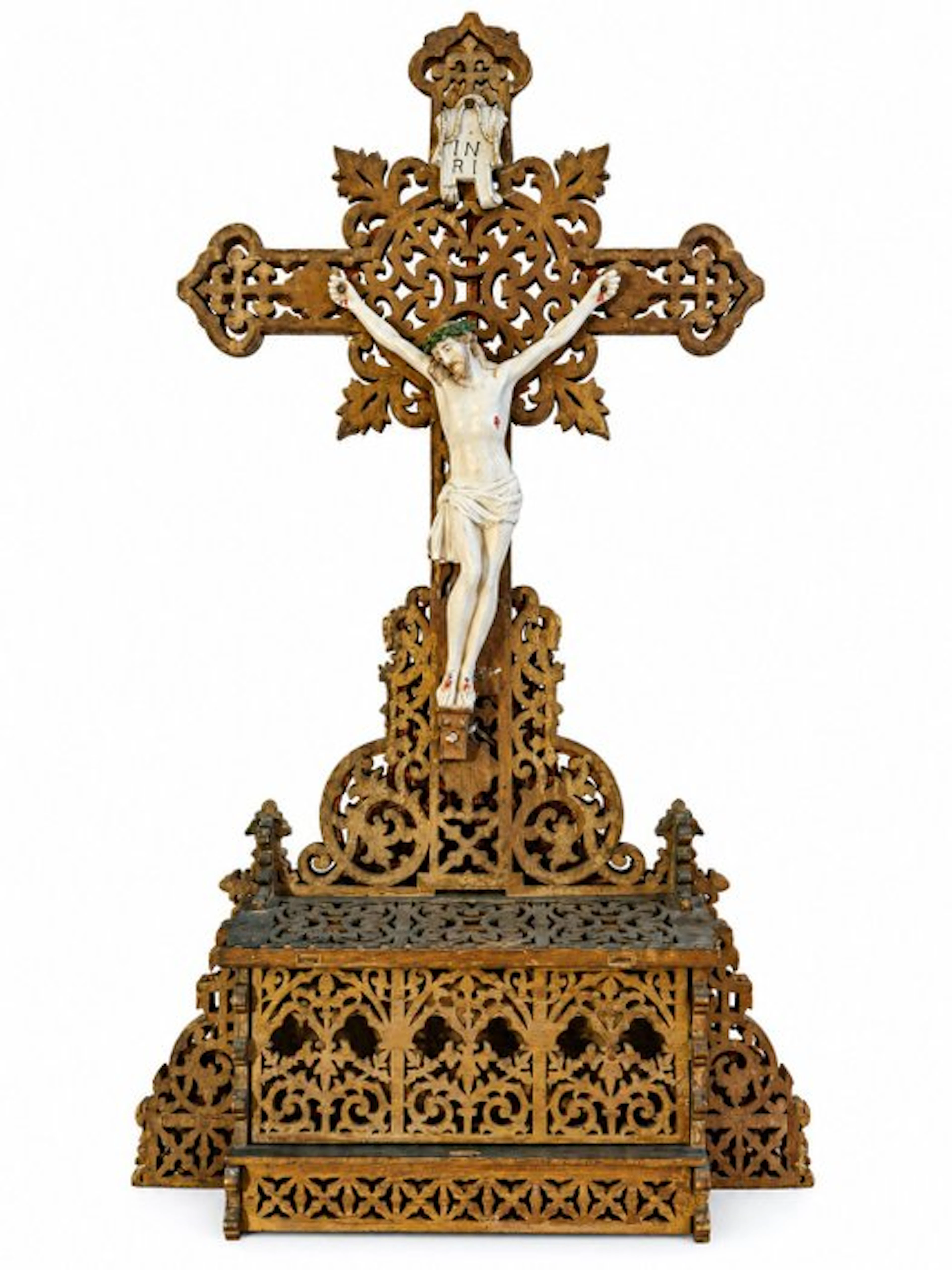 Altar - Wood, Porcelain - 1890-1900 - Home altar, antique, handmade - 40 cm