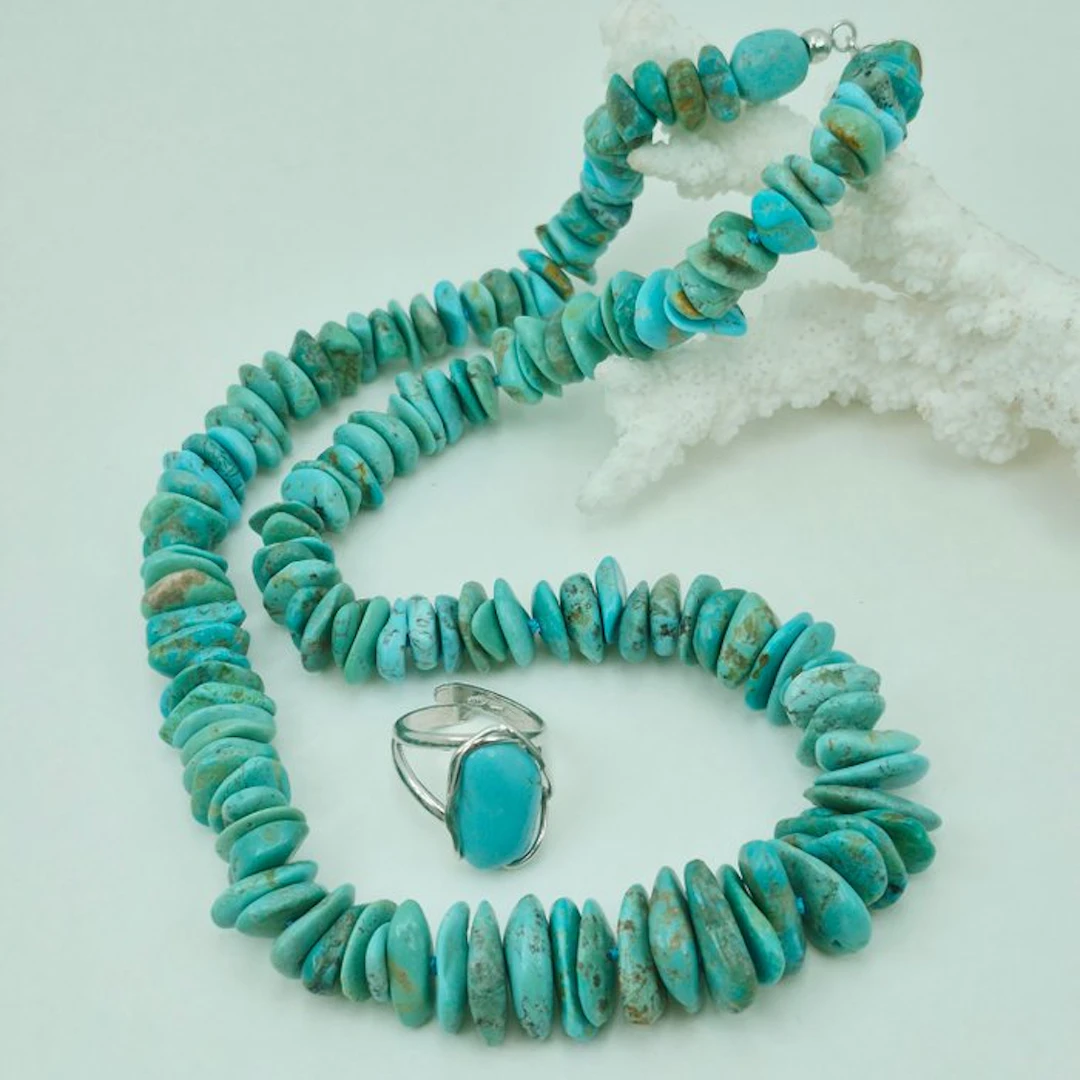 Turquoise - Silver - 2 piece jewellery set - Turquoise Arizona