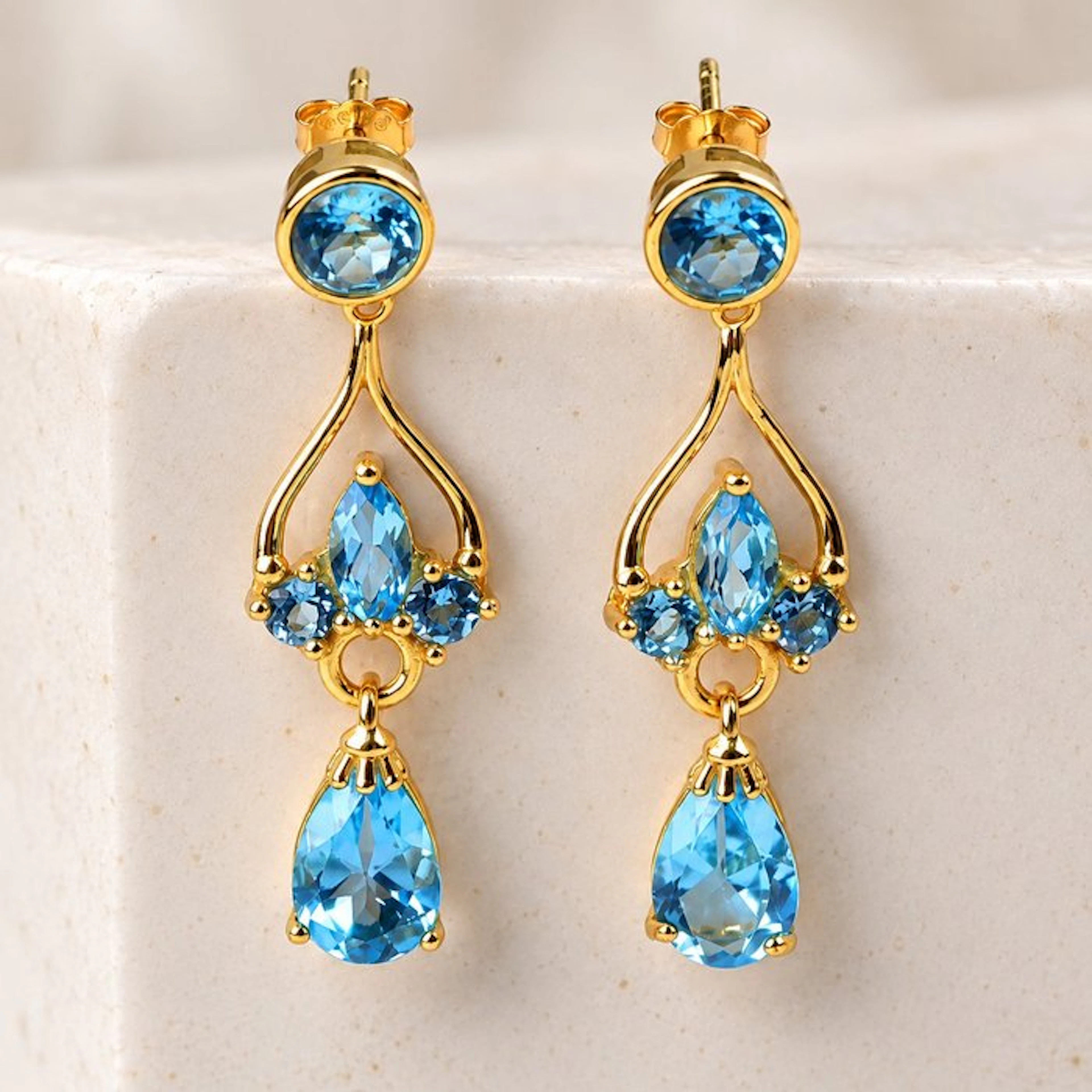 No reserve price - Earrings Silver - Topaz - Certified