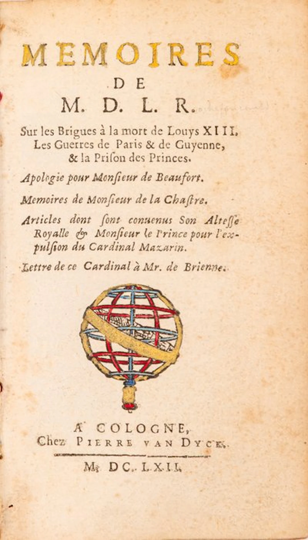 La Rochefoucauld - Mémoires de M. D. L. R. - 1662