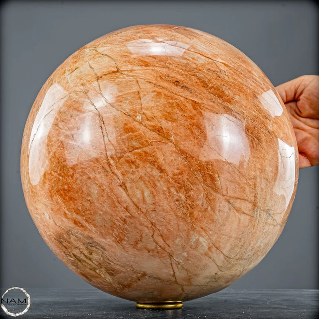 Natural Peach Moonstone Sparkling Sphere- 19823.33 g