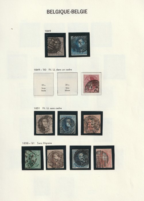 Belgium 1849/1861 - The first Belgian stamps