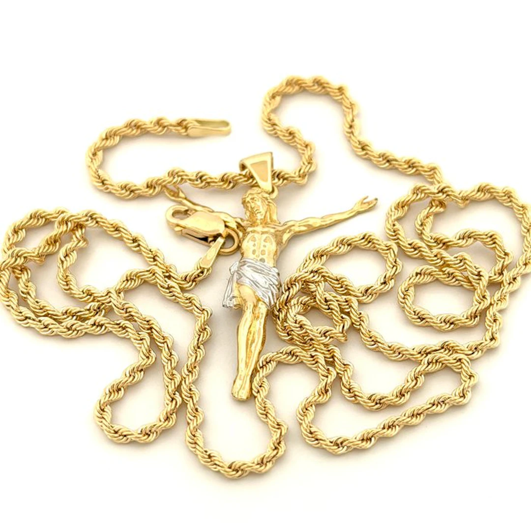 No reserve price - Necklace - 18 kt. Yellow gold - Christ - 60 cm