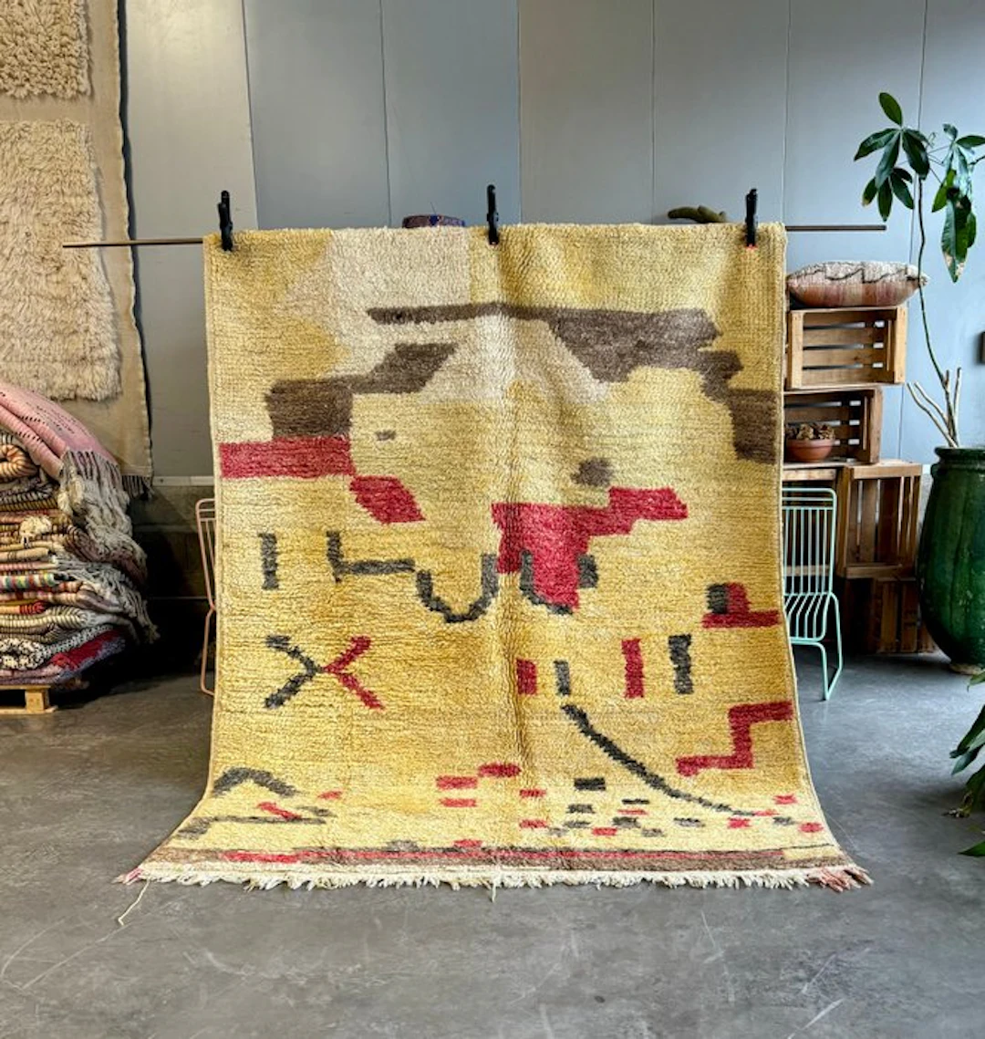 Artistic Moroccan Boujad Rug – Handwoven Berber Wool...