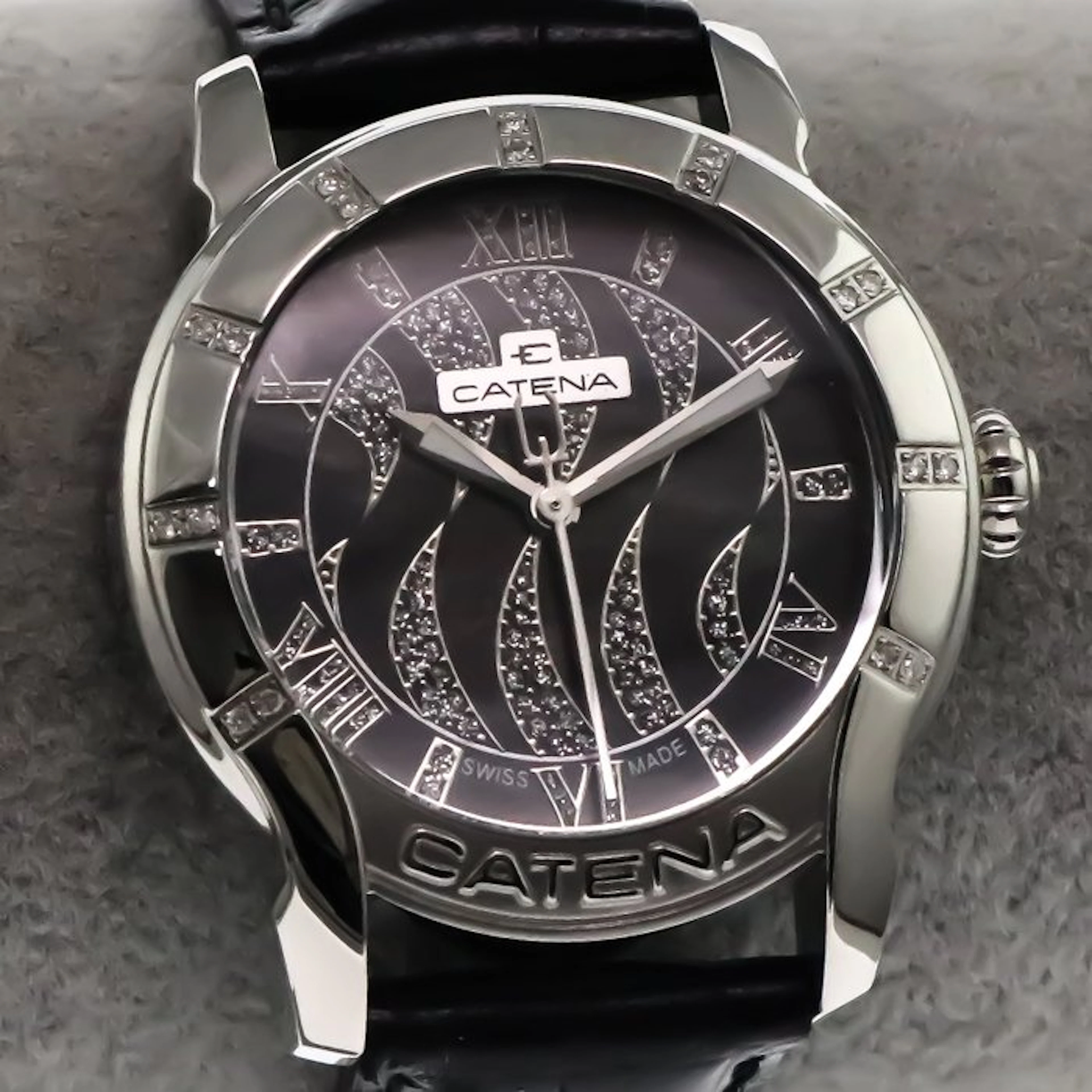 Catena - Diamond Swiss Made Watch - B913QNR11 - Black...