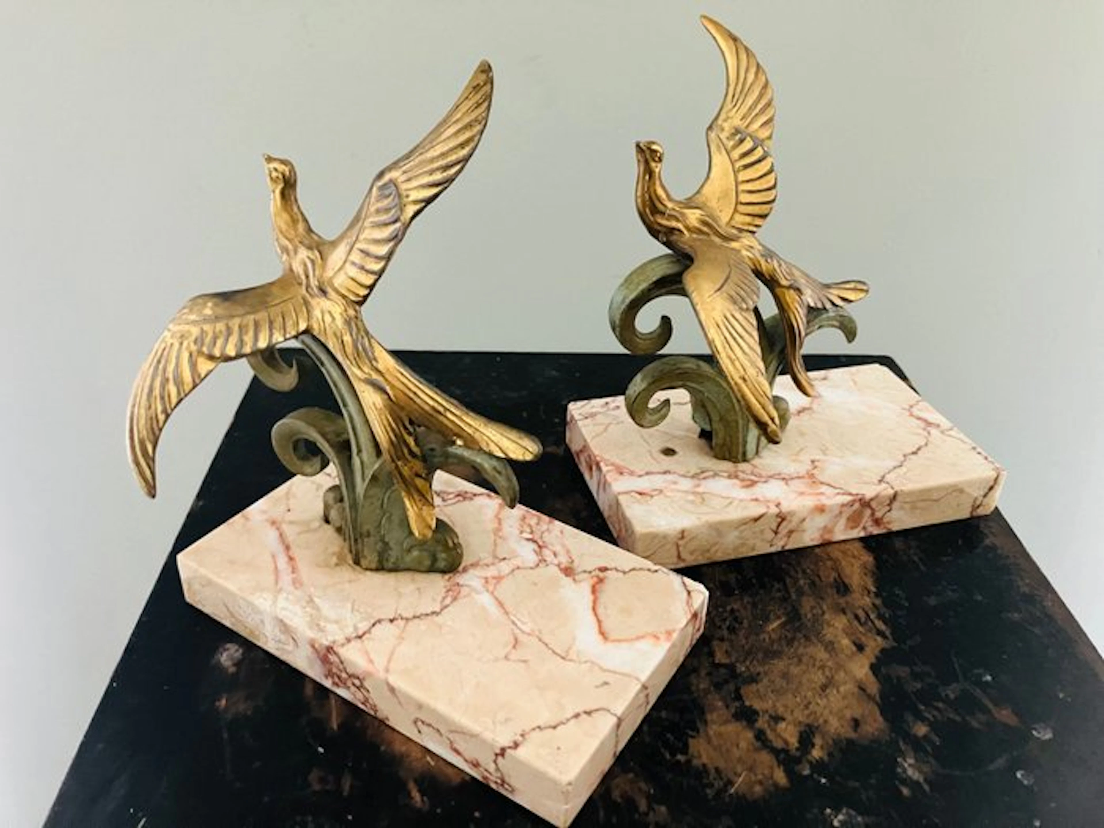 Bookends (2) - Marble, Alloy - Swallow bookends