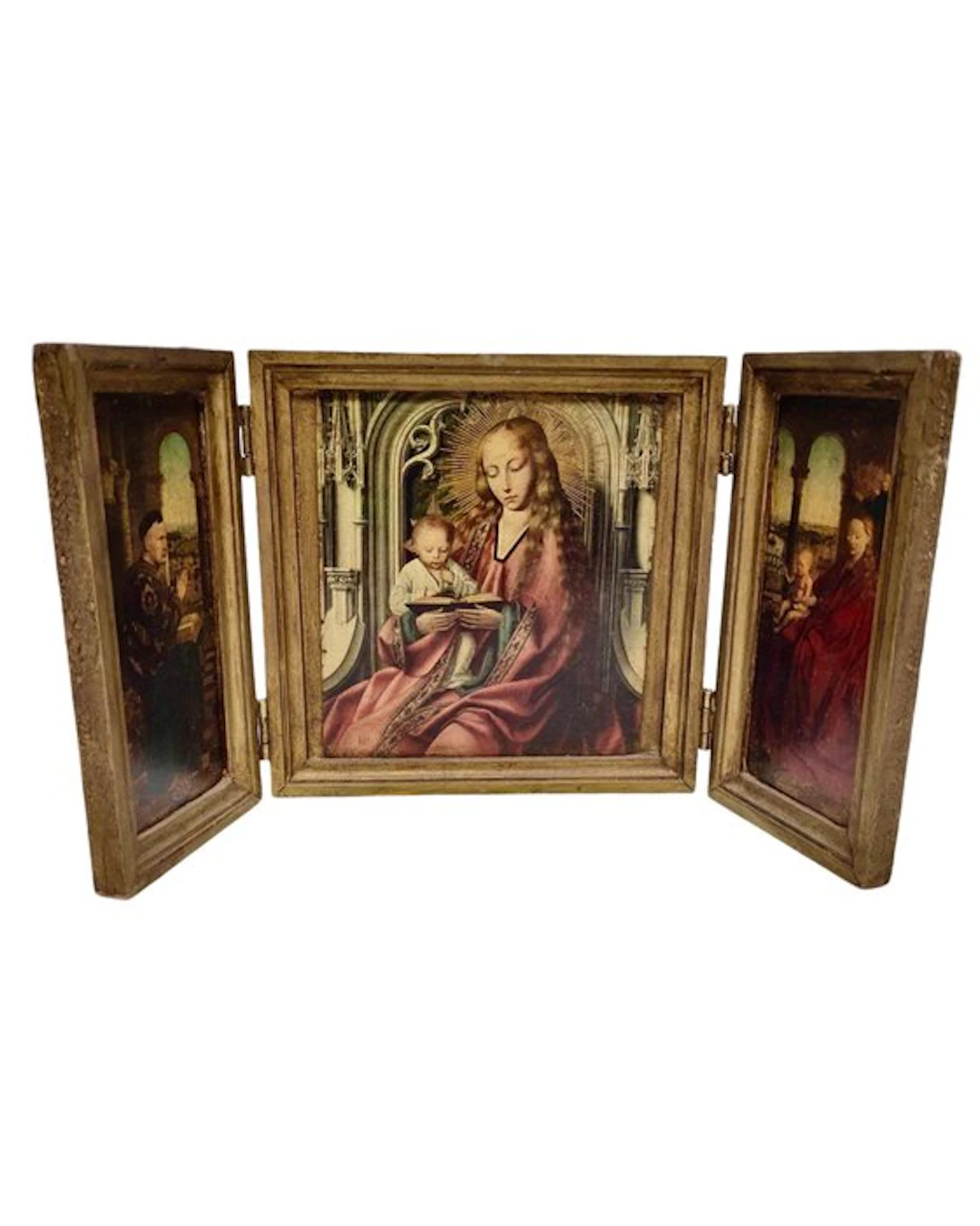 Antique inspired Triptych - Wood - 1950-1960 - Devotional Trifold