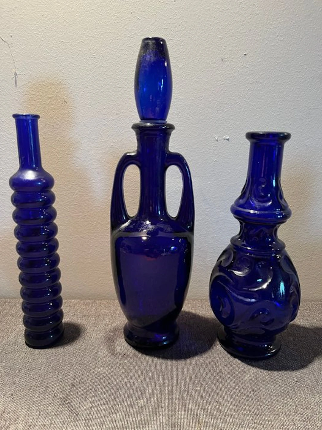Carafe (3) - Glass - Cobalt blue vintage glass