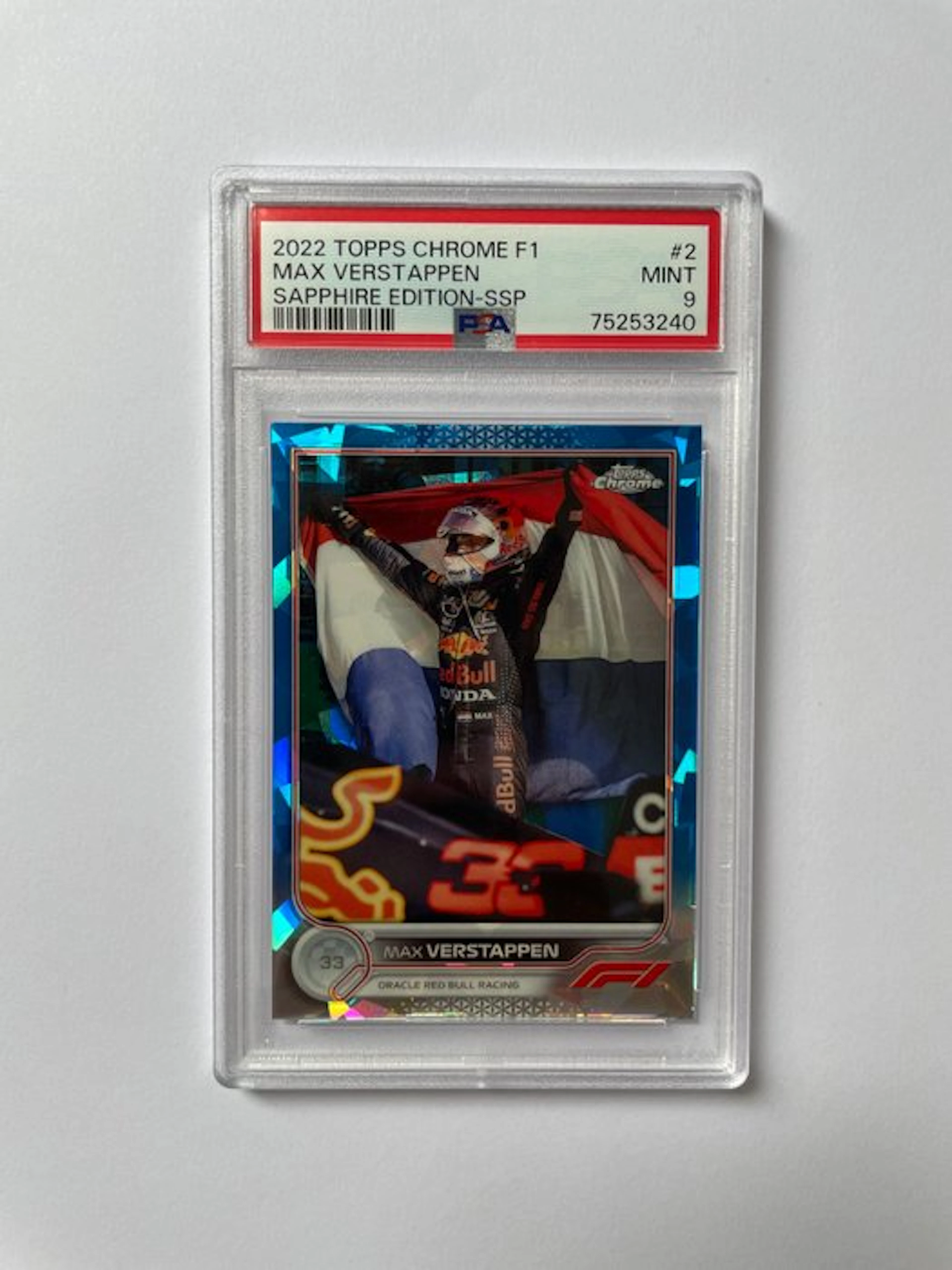 2022 Topps Chrome Sapphire F1 Max Verstappen SSP - PSA 9 - 1 Graded card