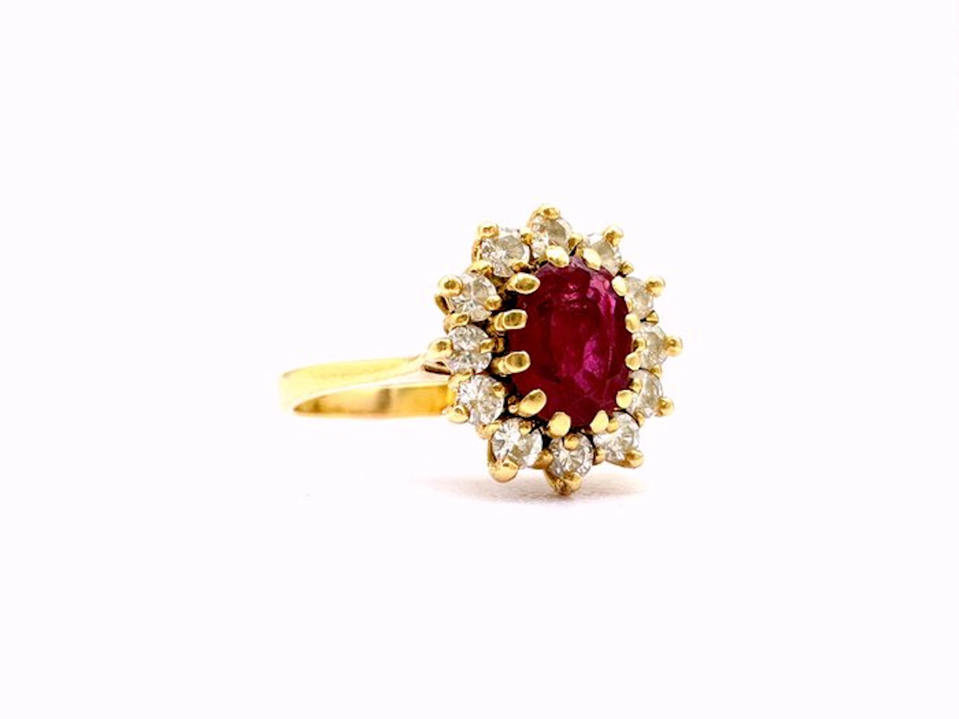 No reserve price - Ring - 18 kt. Yellow gold - 0.50ct. tw. Ruby - Diamond