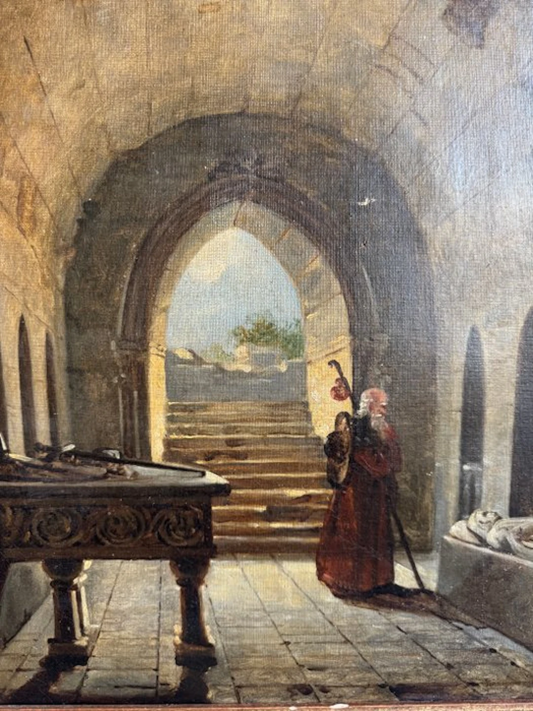 naar François-Marius Granet (1775–1849), After - Kerkinterieur met monnik