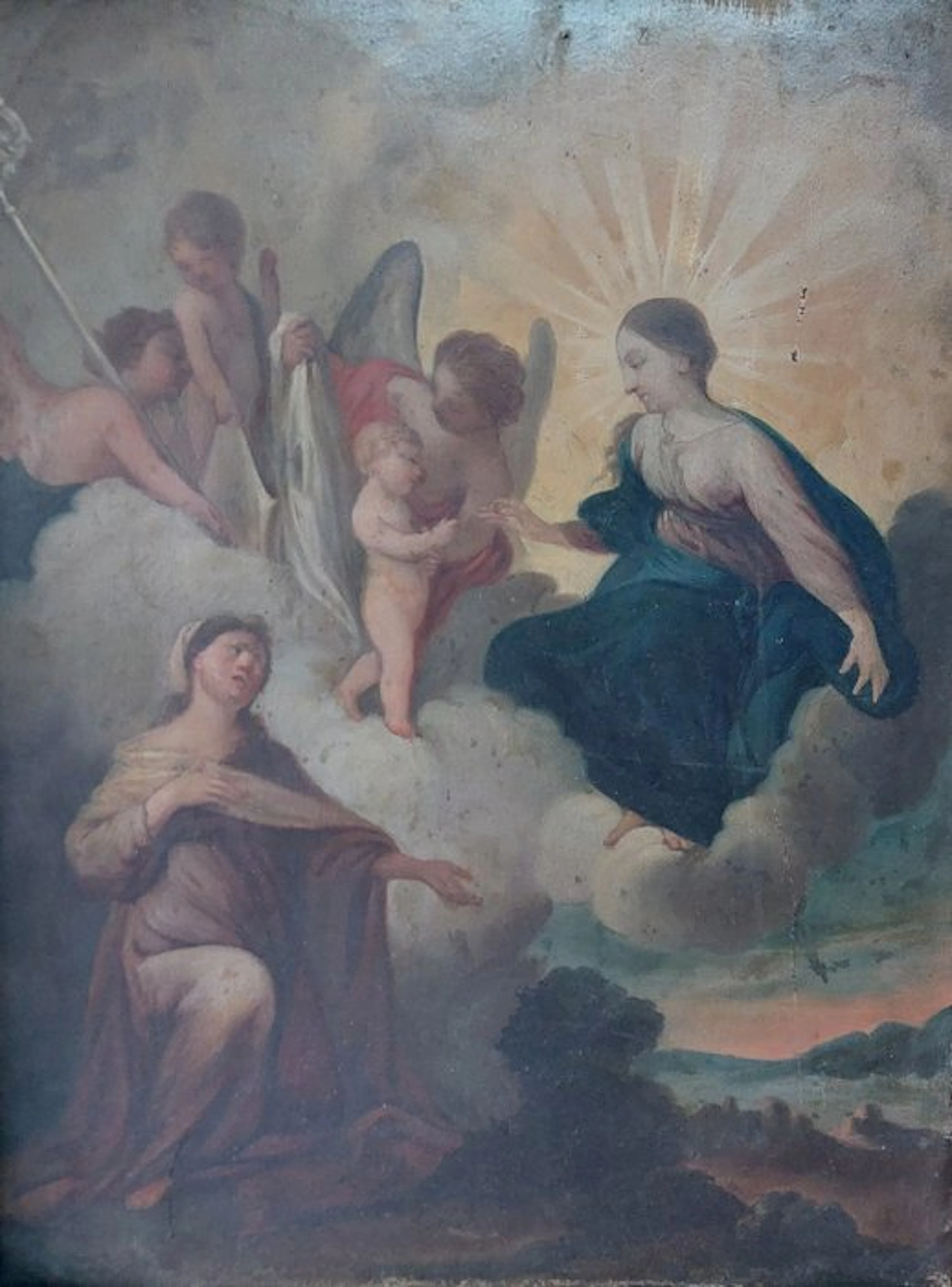 Seguace Carlo Maratta (XVII) - Apparizione della Madonna