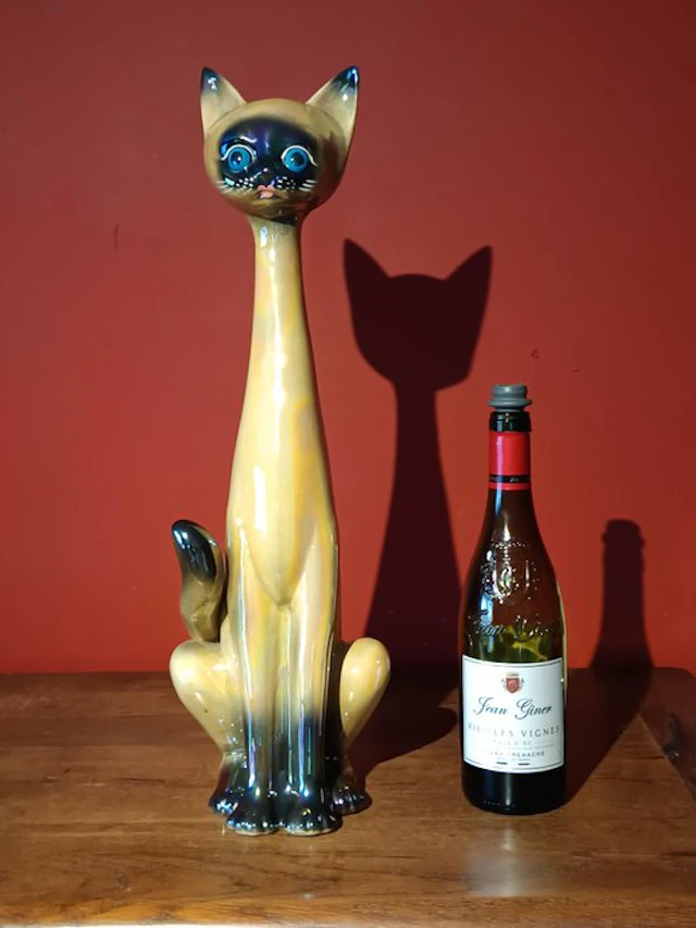 Jema Holland - Sculpture, Langnek kat - 55 cm - Ceramic