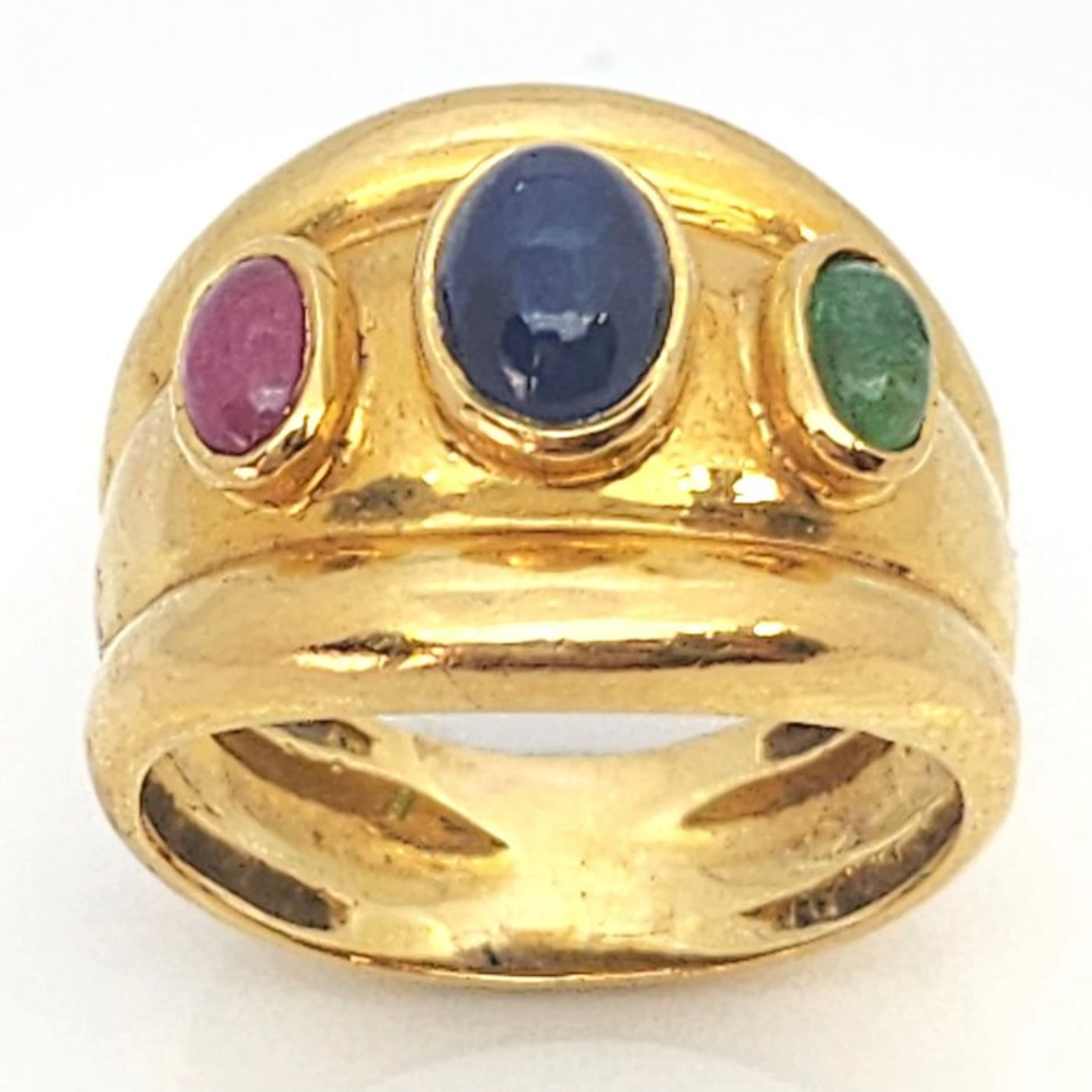 Ring - 18 kt. Yellow gold - 0.10ct. tw. Sapphire - Emerald