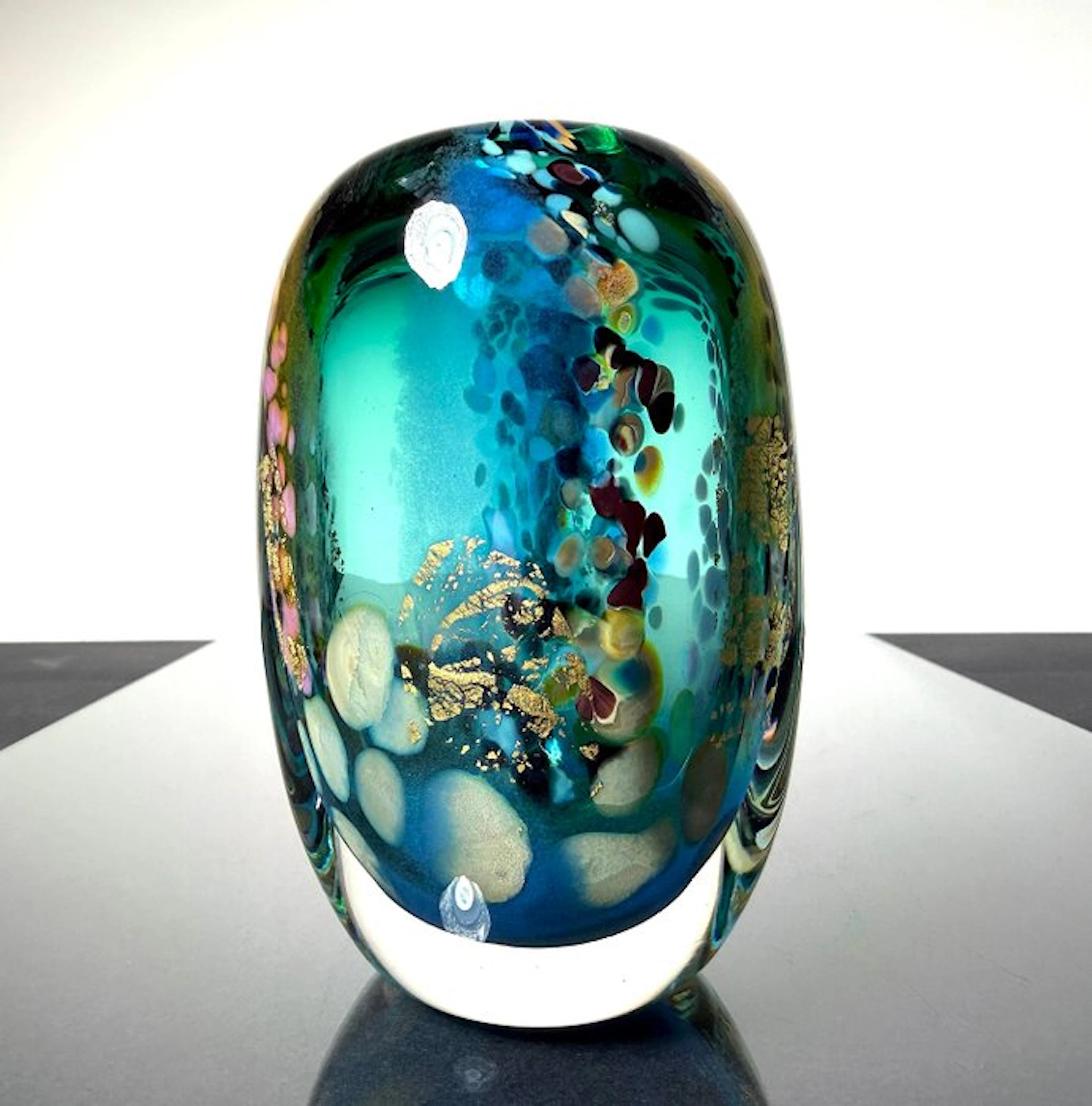 Maxence Parot - Vase - Unique vase in colors and gold - Glass