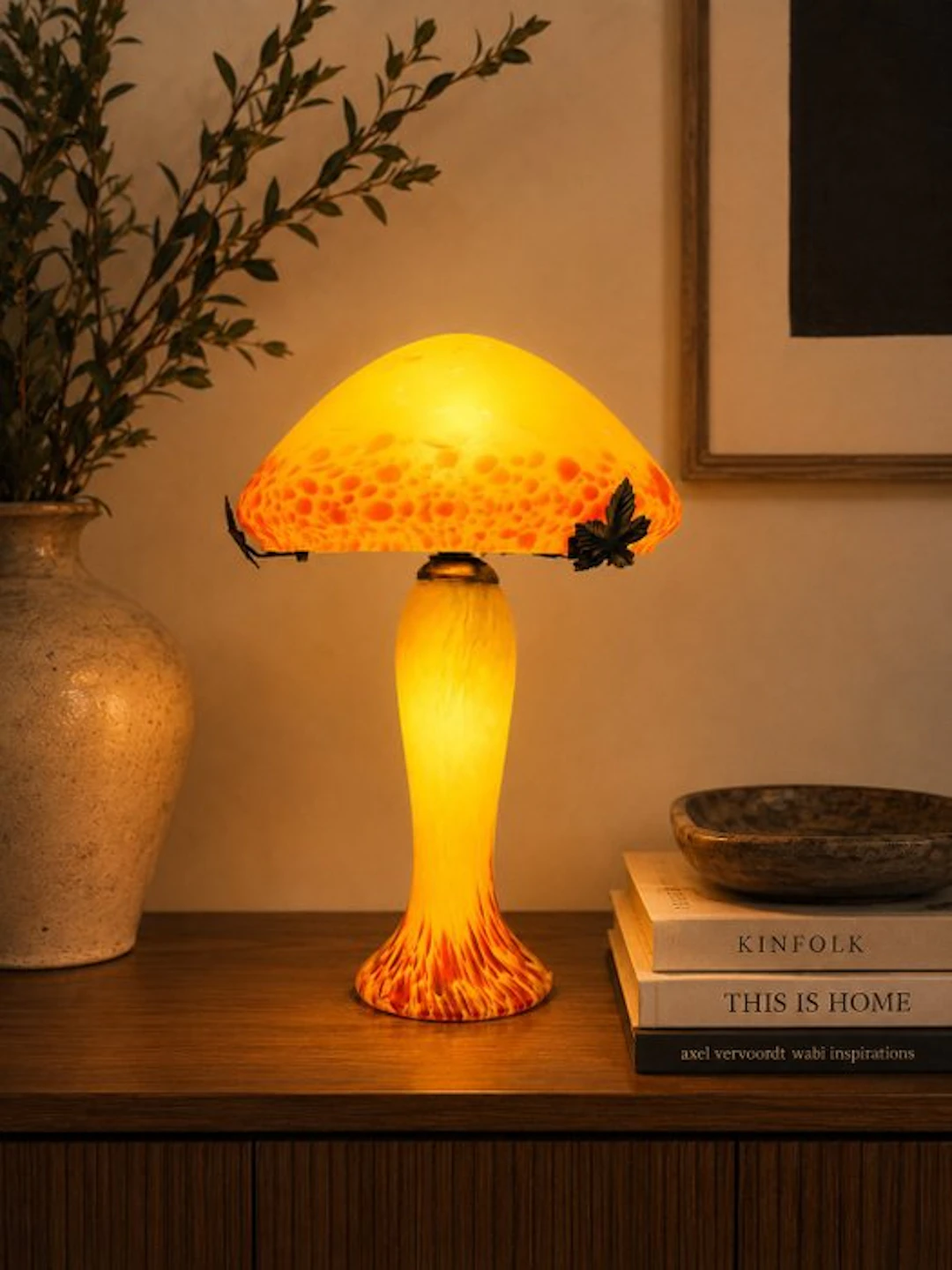 Lamp - mushroom lamp - marbled glass - Art Nouveau