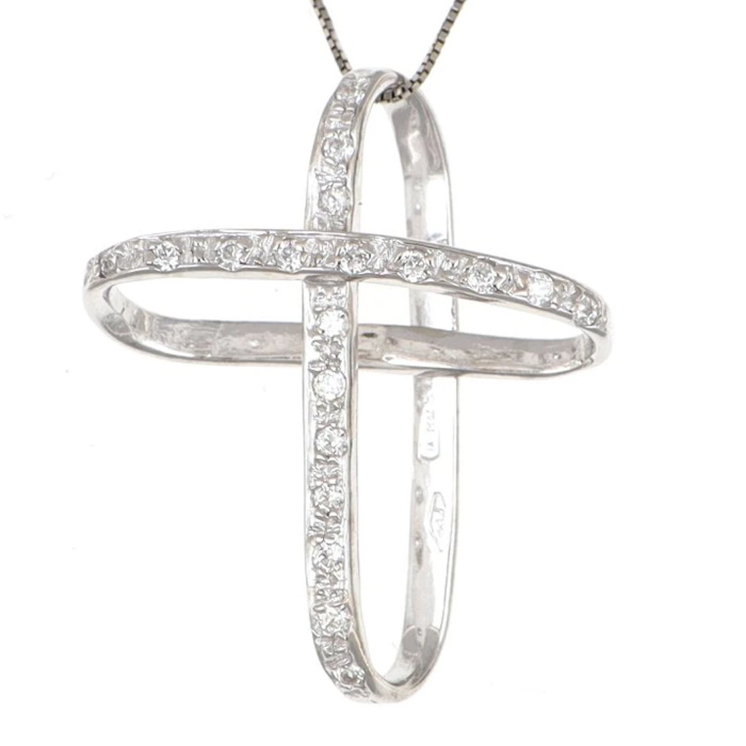 No reserve price - Necklace with pendant - 18 kt. White gold Diamond (Natural)