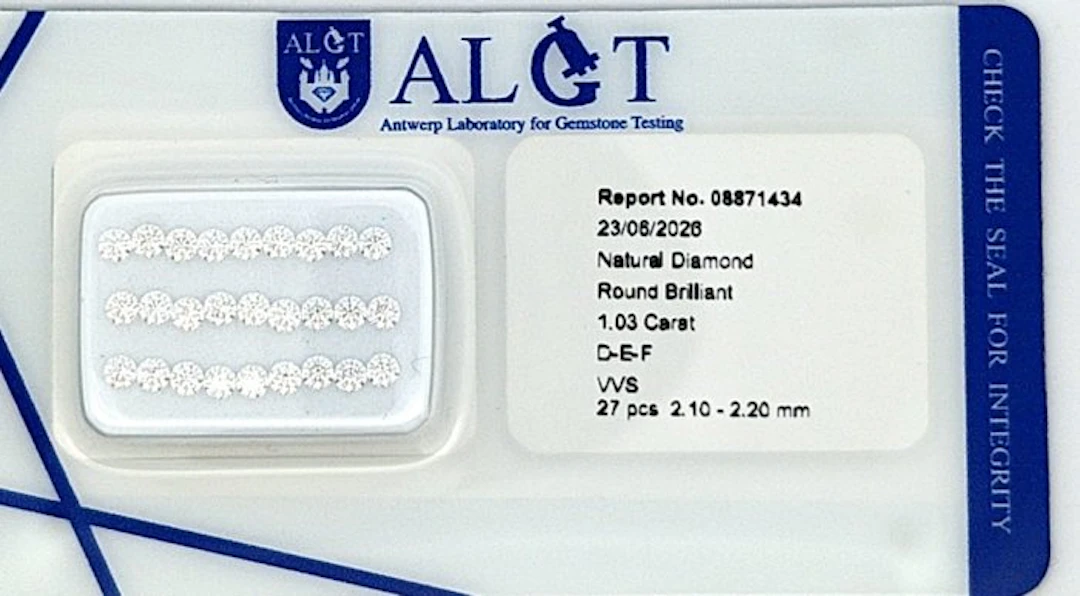 27 pcs Diamond (Natural) - 1.03 ct - Round - F