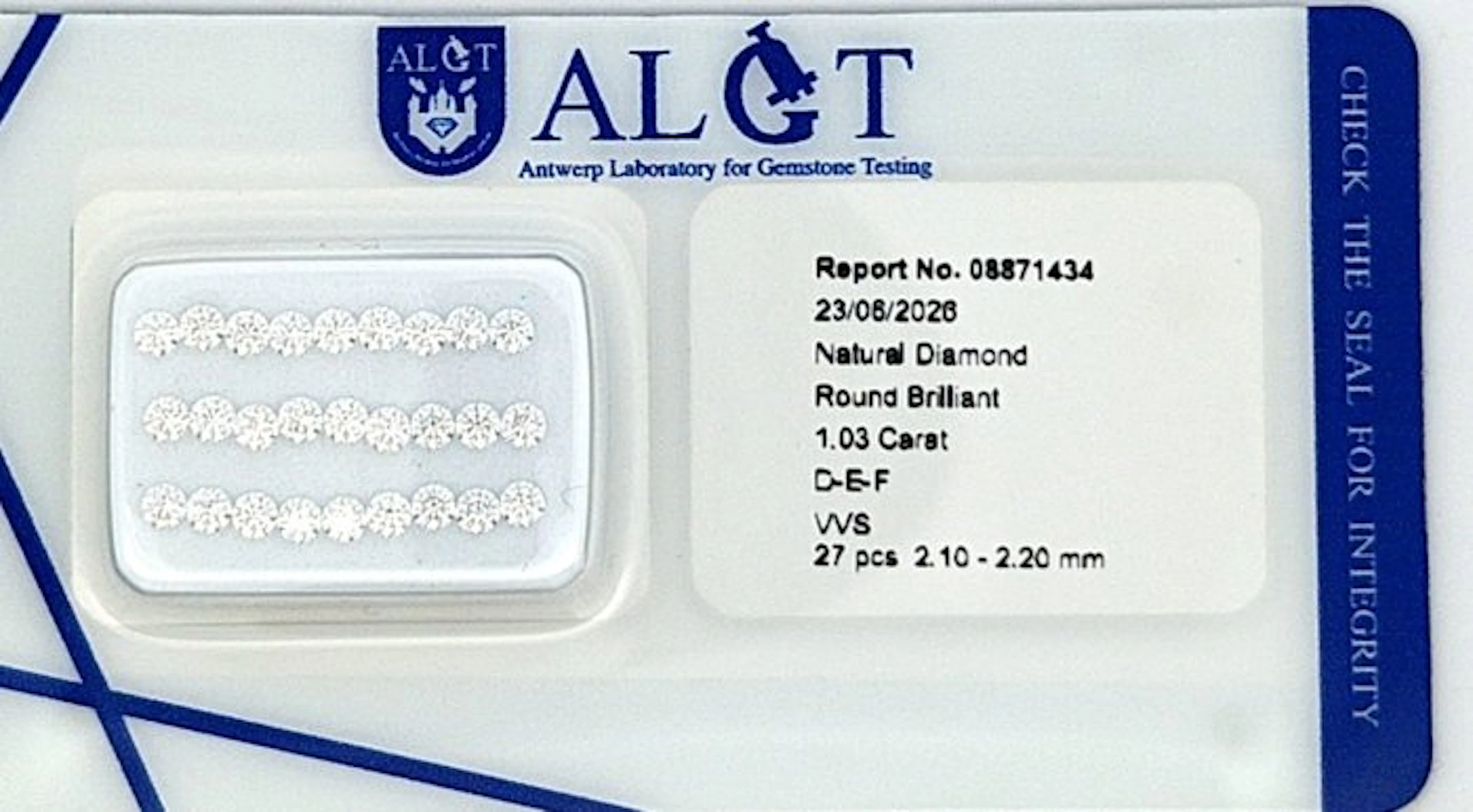 27 pcs Diamond (Natural) - 1.03 ct - Round - F