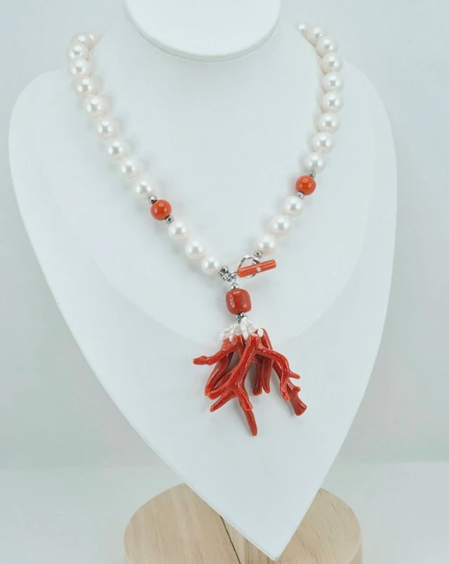 Coral - Silver - Necklace - CORALLO MEDITERRANEO