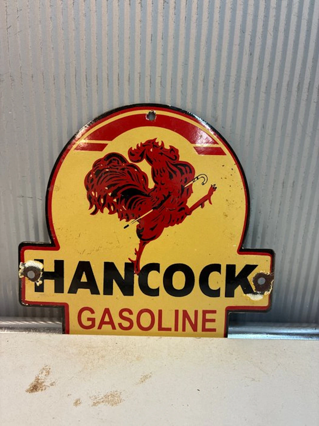 Hancock Gasoline – Enamel advertising sign – Petroliana –...